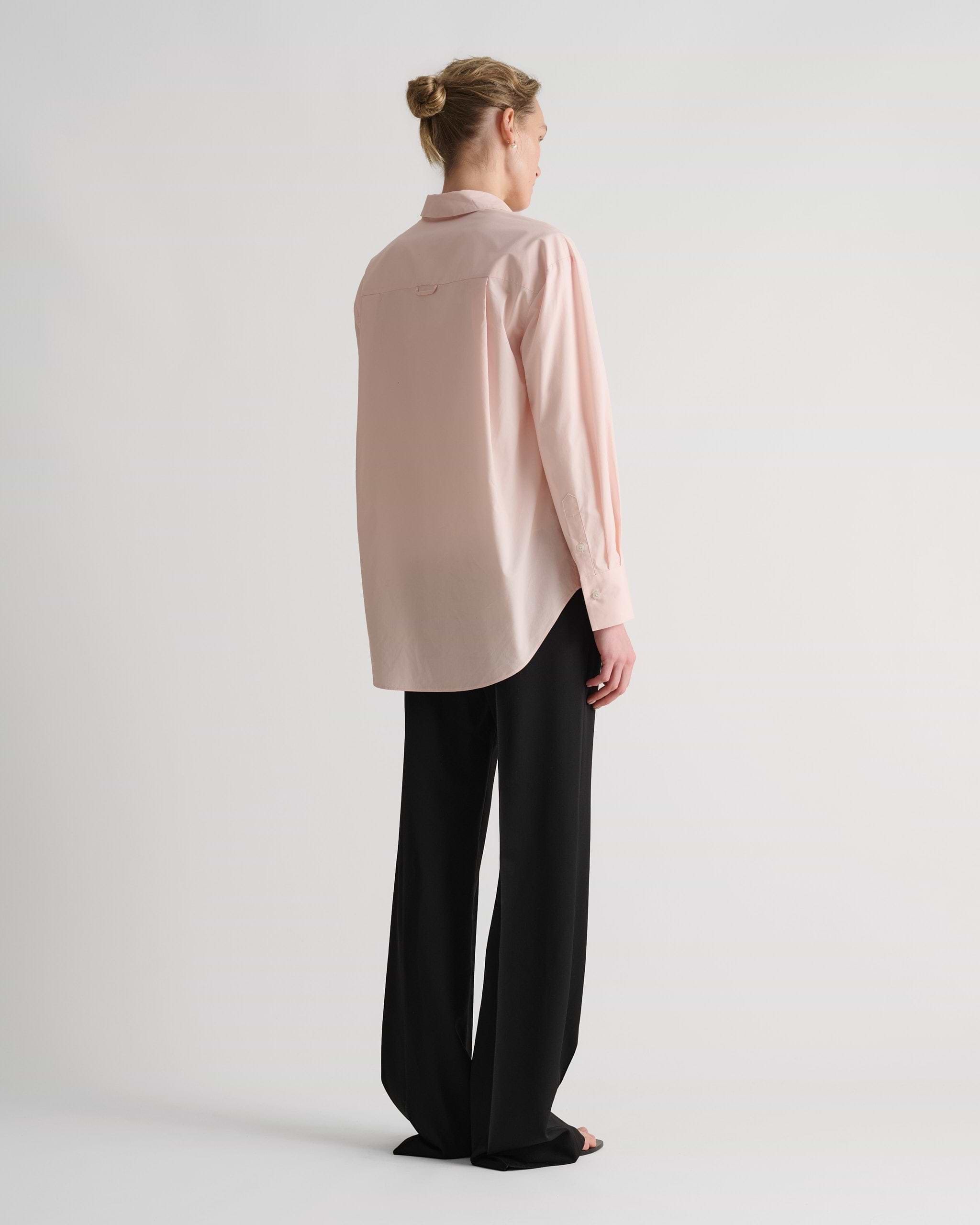 Organic Cotton Oversized Poplin Shirt - Pink