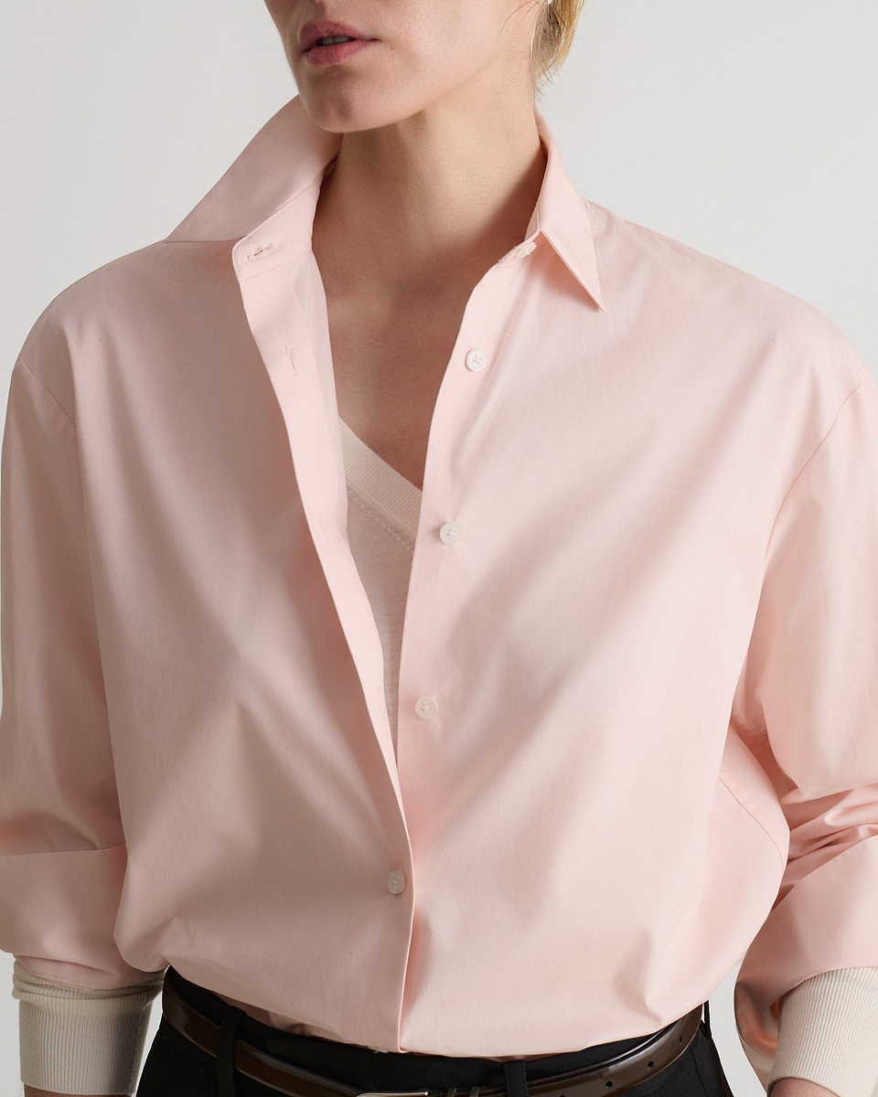Organic Cotton Oversized Poplin Shirt - Pink