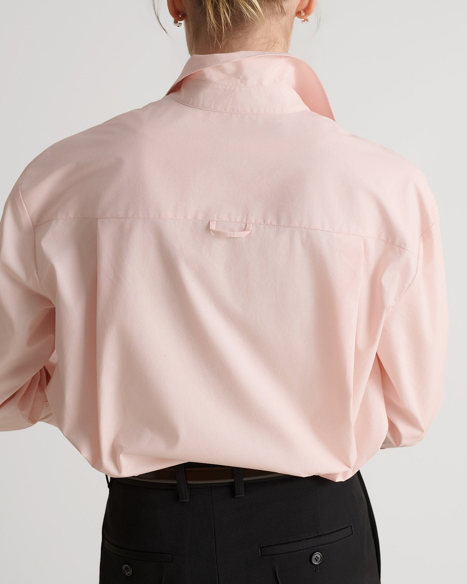 Organic Cotton Oversized Poplin Shirt - Pink
