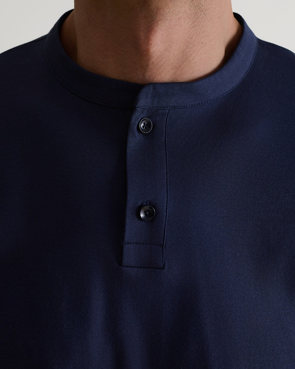 Men's Organic Cotton Pyjama Top - Indigo-[colour]-[size]-Rise &amp; Fall