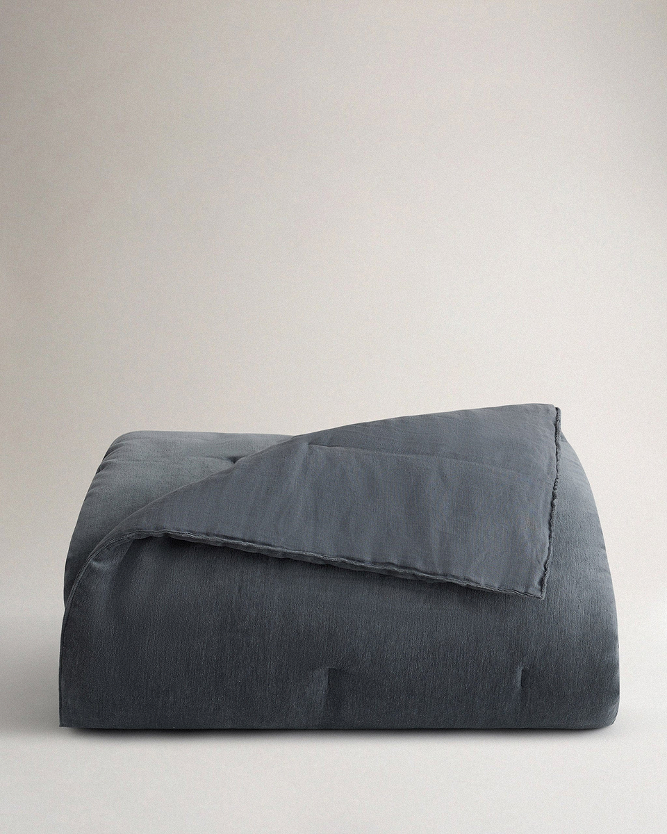 Cotton Velvet Quilt - Mineral Blue