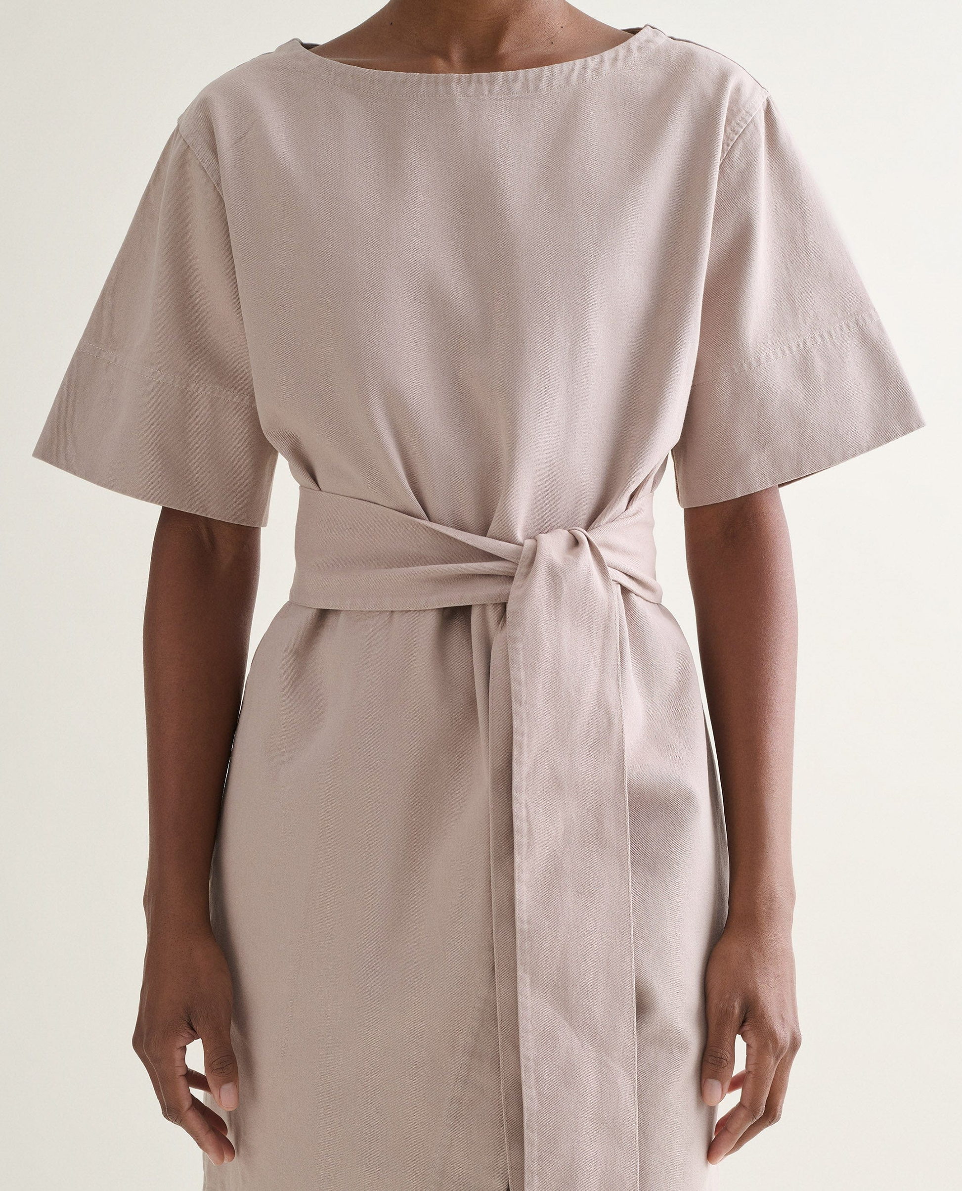 Women's Organic Denim Belted Dress - Ash