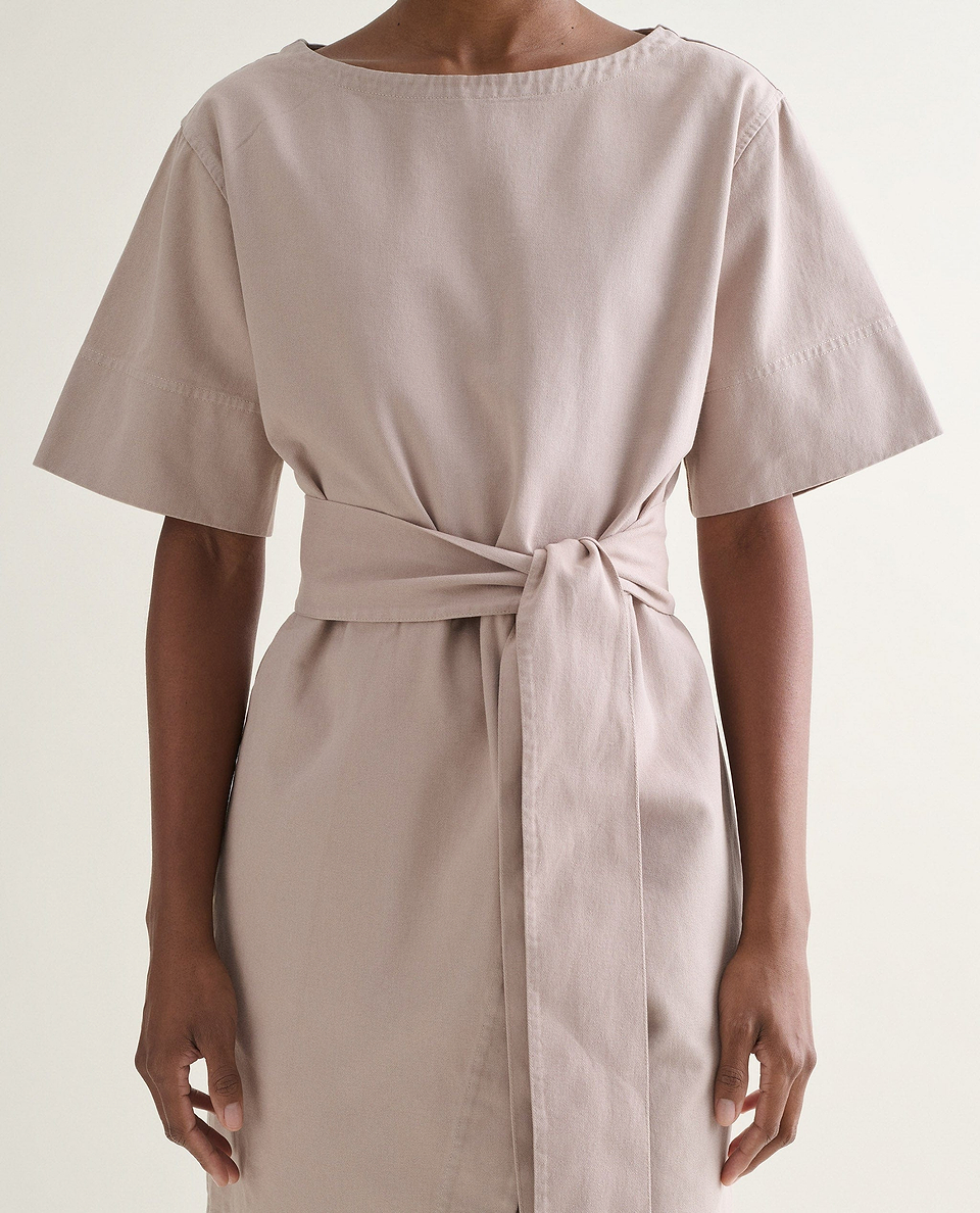 Women's Organic Denim Belted Dress - Ash