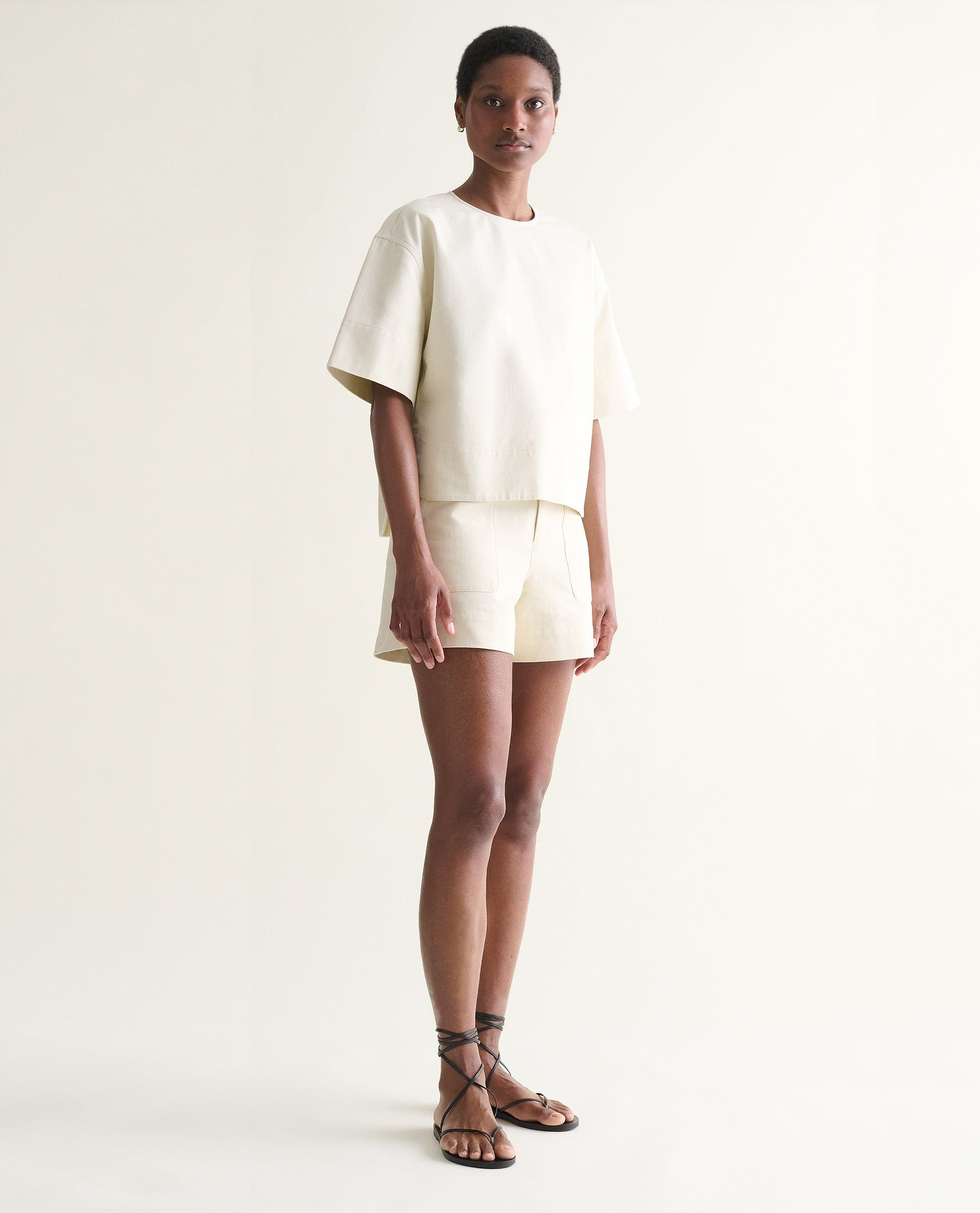 Women's Organic Denim Boxy T-shirt - Parchment