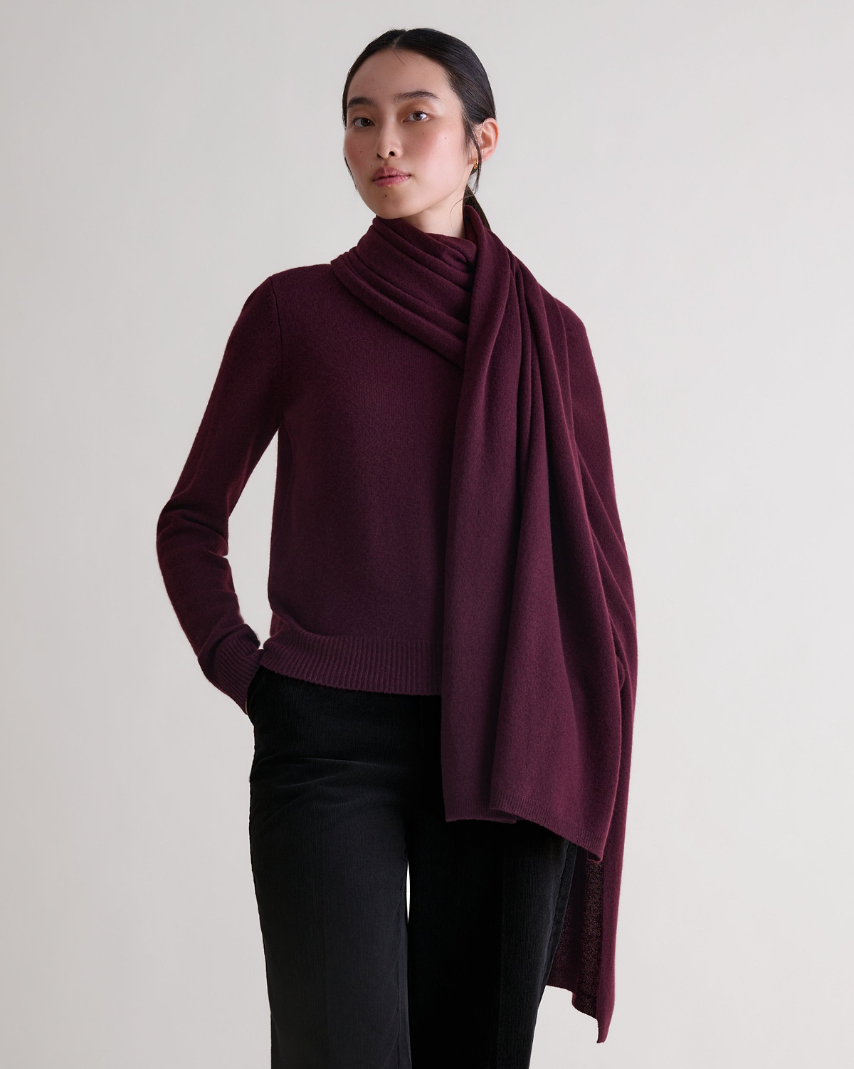 Oversized Finest Cashmere Wrap - Oxblood