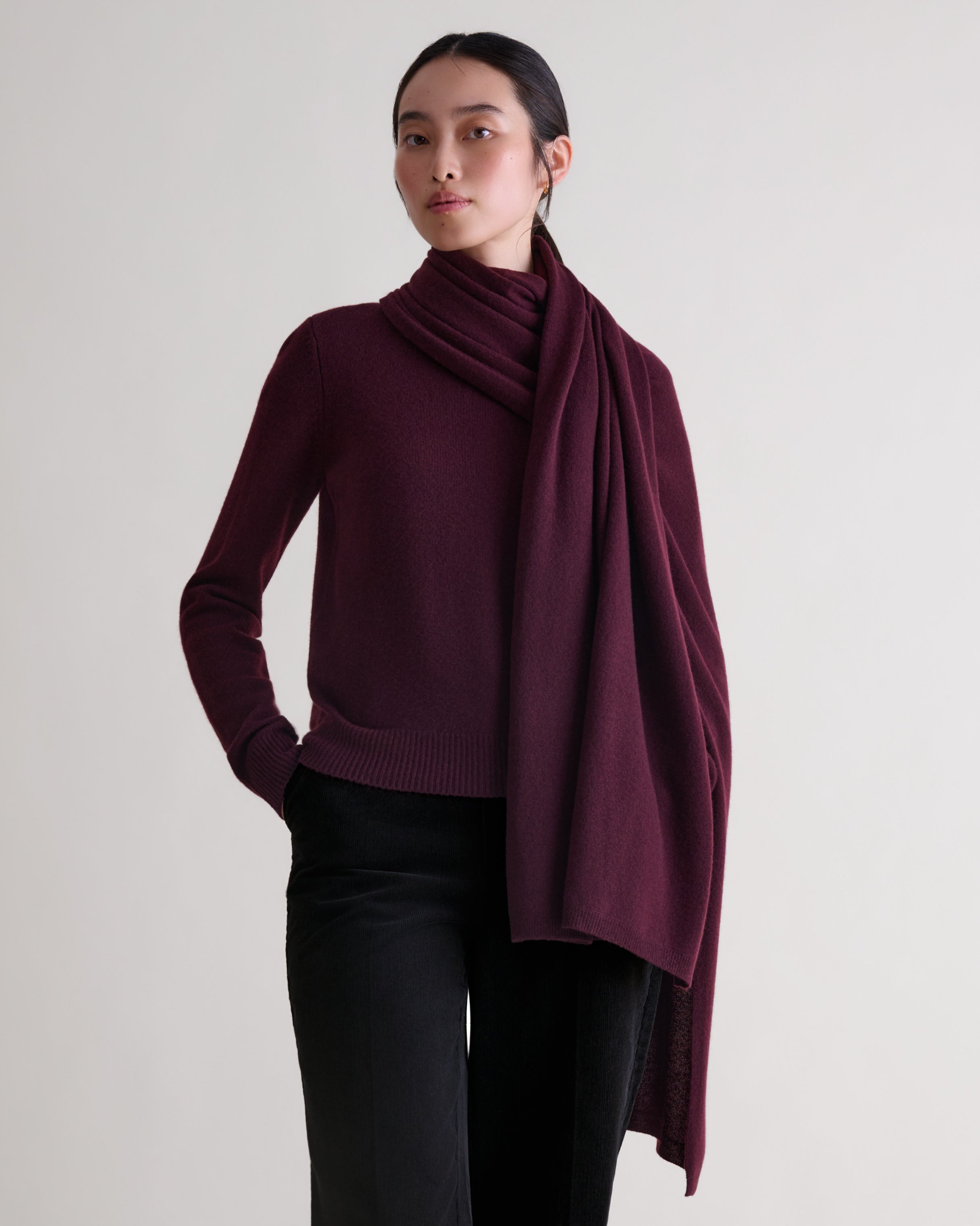 Oversized Finest Cashmere Wrap - Oxblood