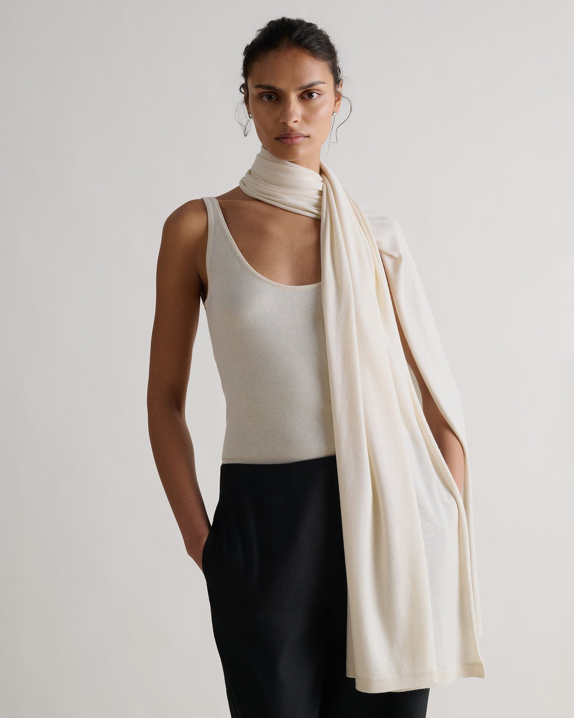 Oversized Silk-Cashmere Wrap - Buttermilk