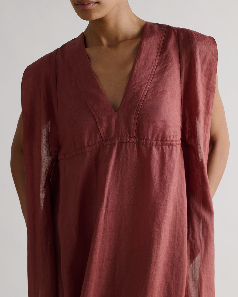 Women's Ramie Gauze Aegean Dress - Deep Clay