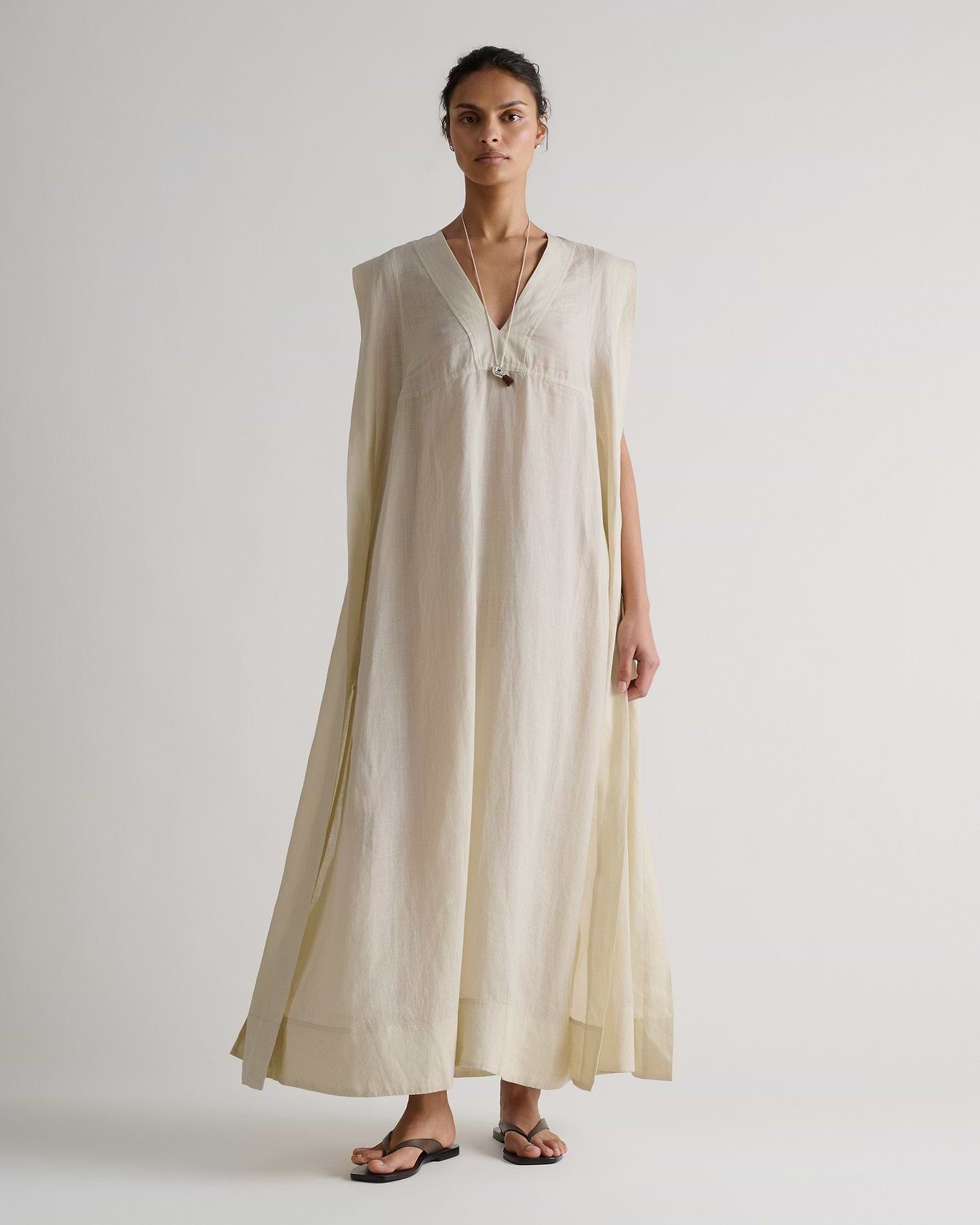 Women's Ramie Gauze Aegean Dress - Shell