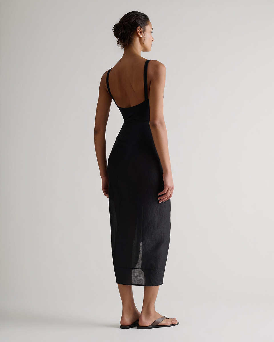 Women's Ramie Pareo Wrap - Black