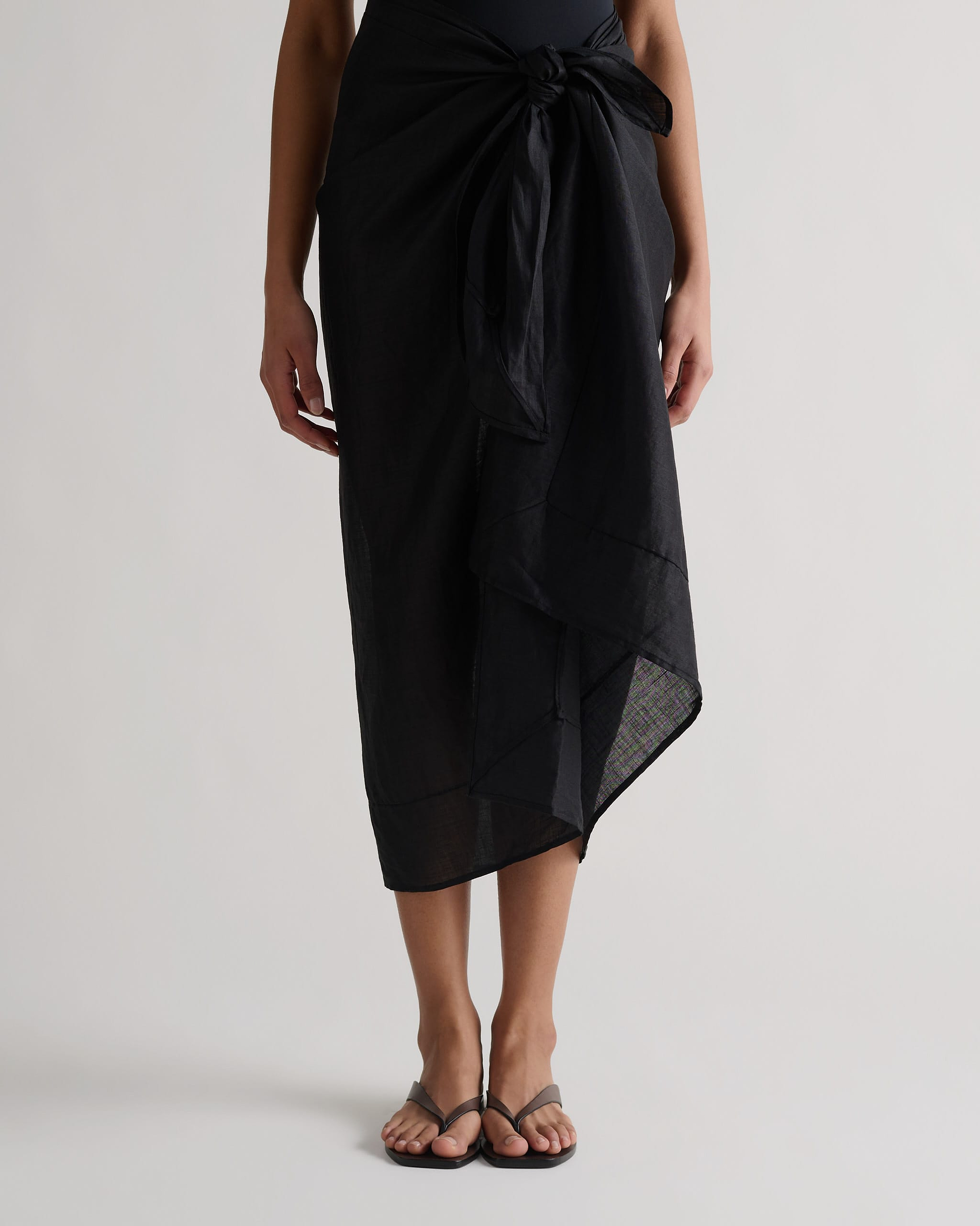 Women's Ramie Pareo Wrap - Black