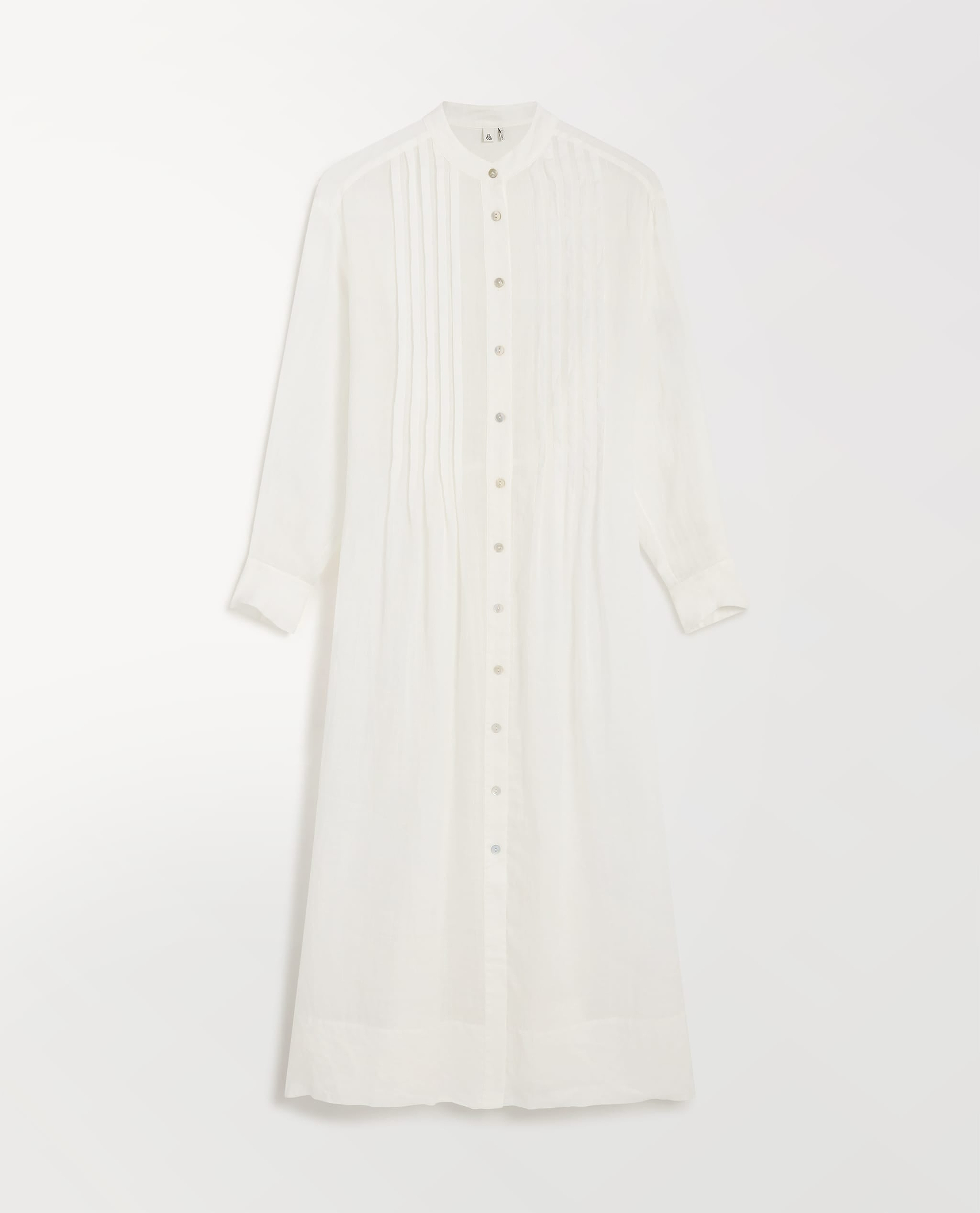 Women's Ramie Pintuck Pleat Shirt Dress - White