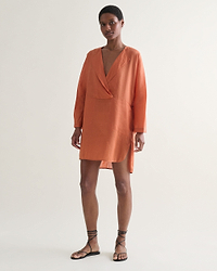 Women's Ramie Gauze Tunic Dress - Rust