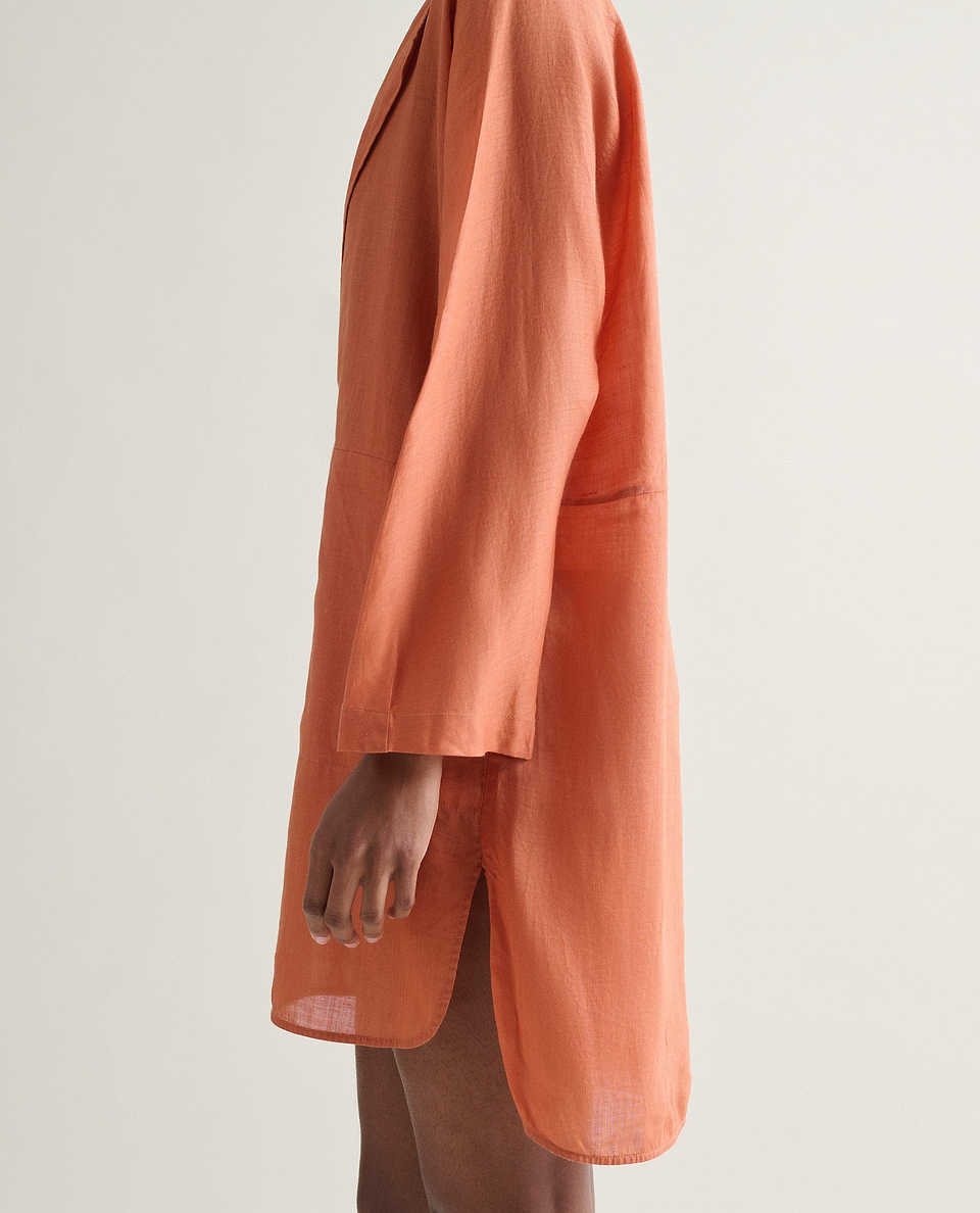 Women's Ramie Gauze Tunic Dress - Rust