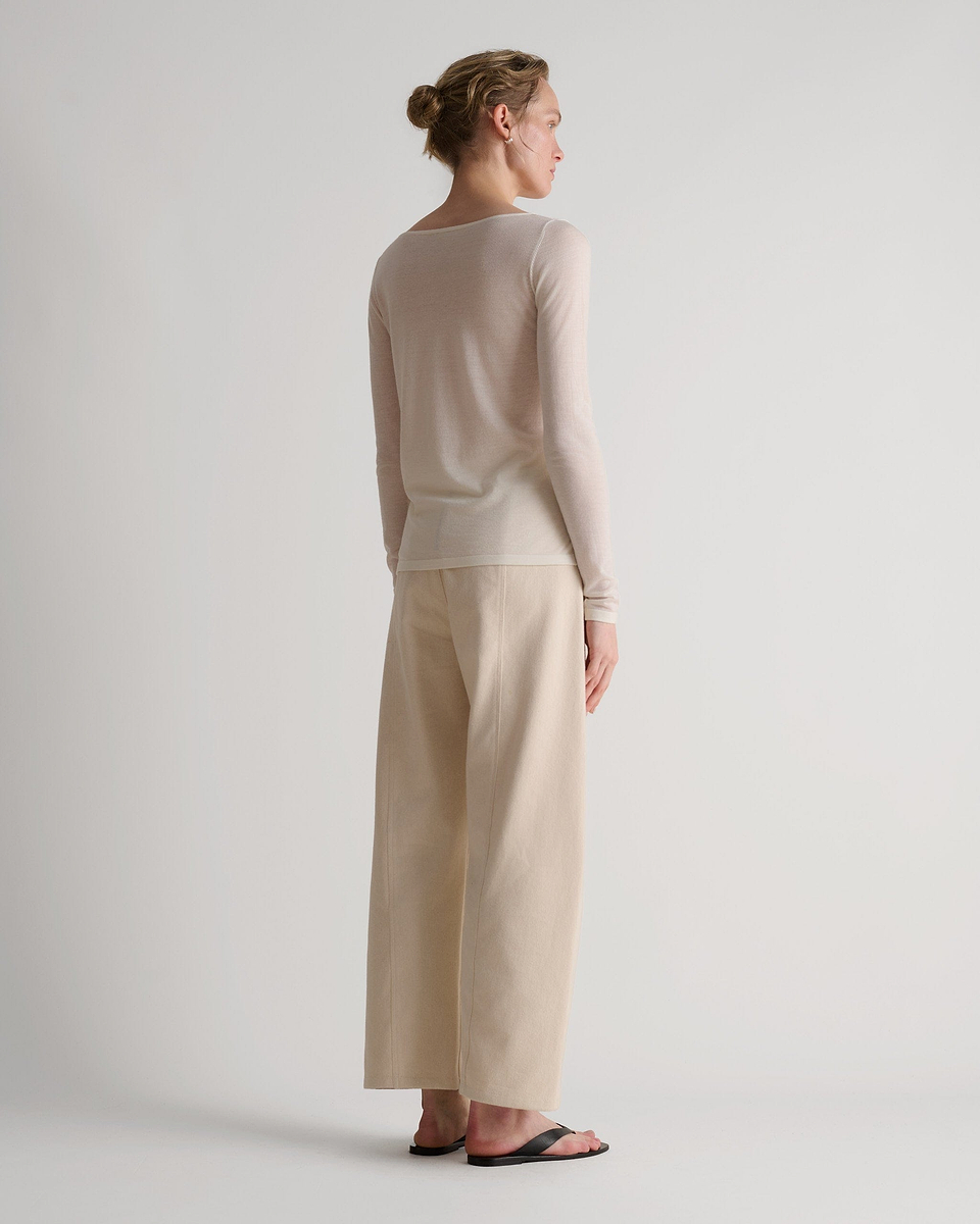 Women's Superfine Merino Straight Neck Jumper - Buttermilk