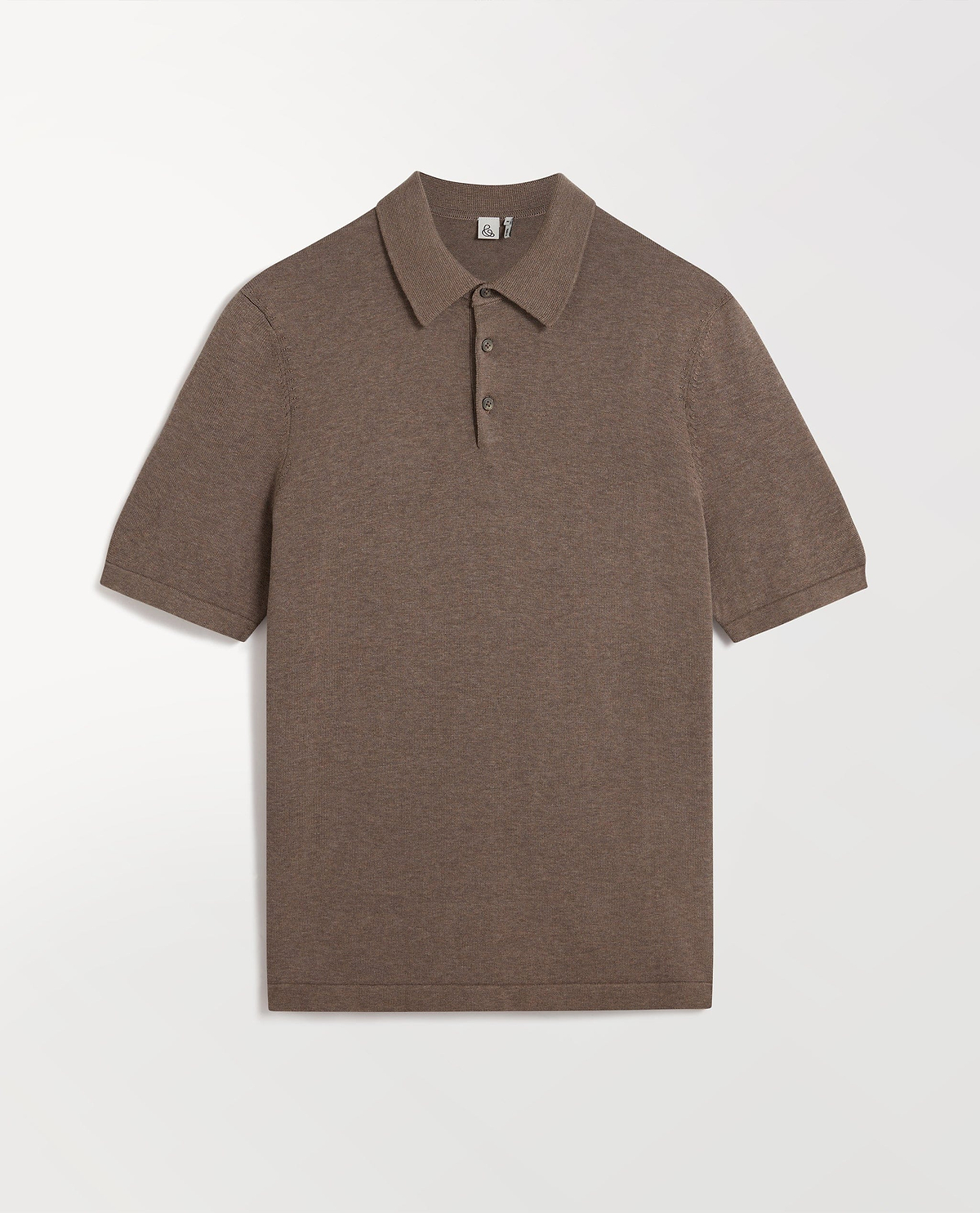 Men's Silk-Cotton Fine Knit Polo - Mole
