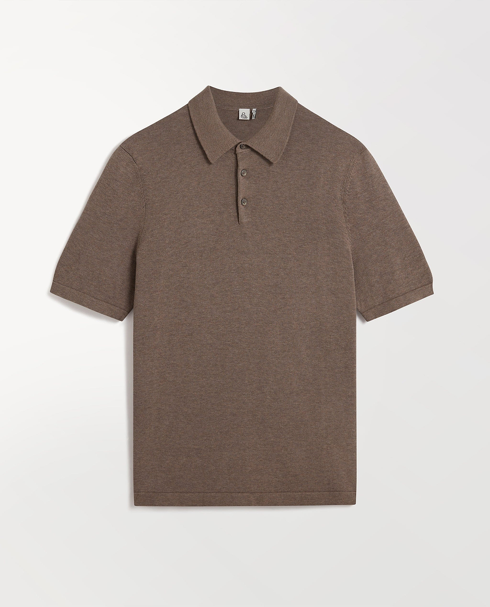 Men's Silk-Cotton Fine Knit Polo - Mole