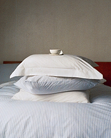 Crisp & Cool Organic Cotton Duvet Set - Blue Stripe Ticking