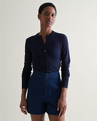 Silk-Cotton Cardigan - Navy