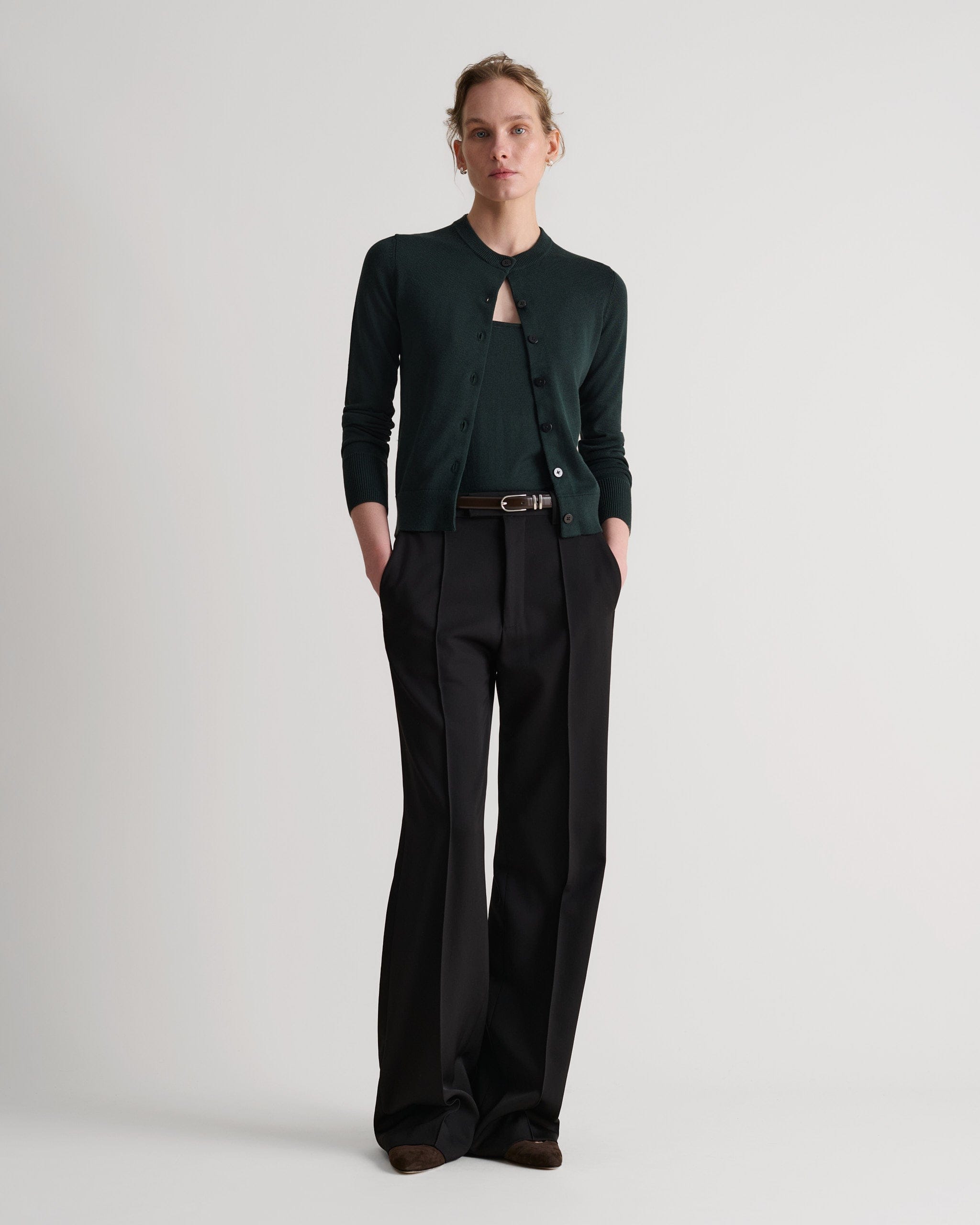 Silk-Cotton Cardigan - Kelp