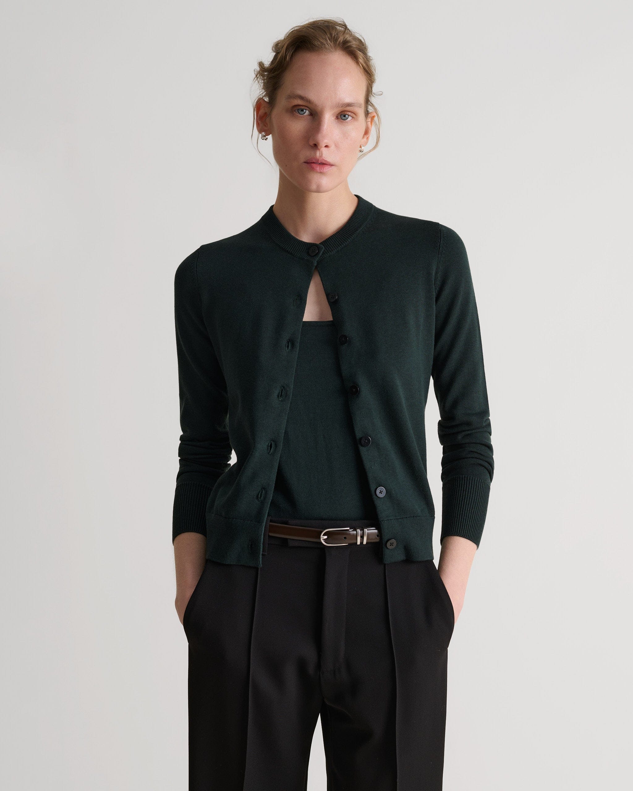 Silk-Cotton Cardigan - Kelp