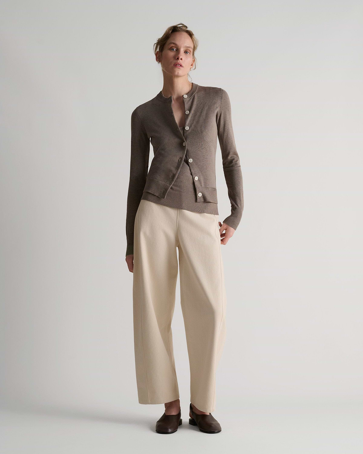 Silk-Cotton Cardigan - Mole