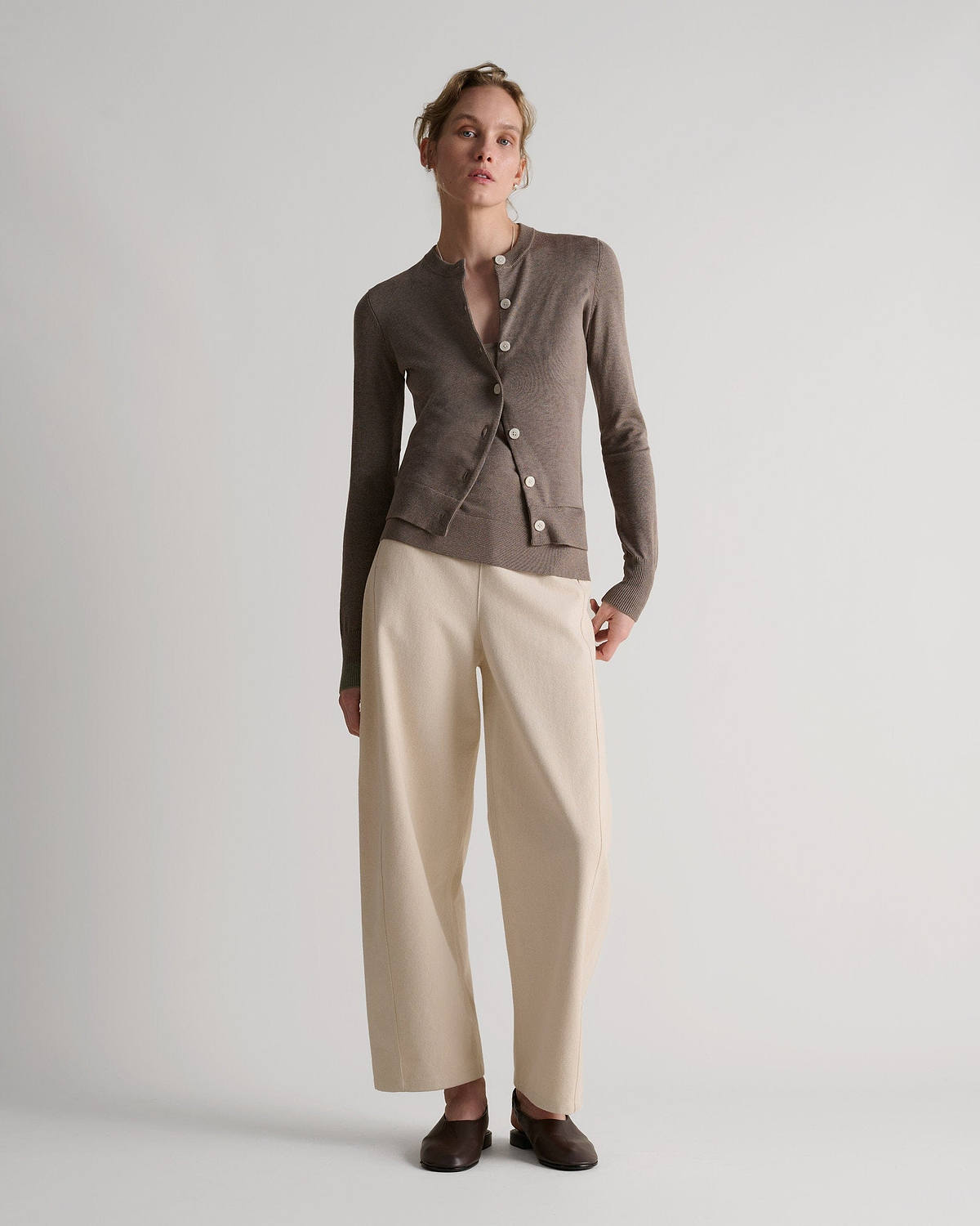 Silk-Cotton Cardigan - Mole