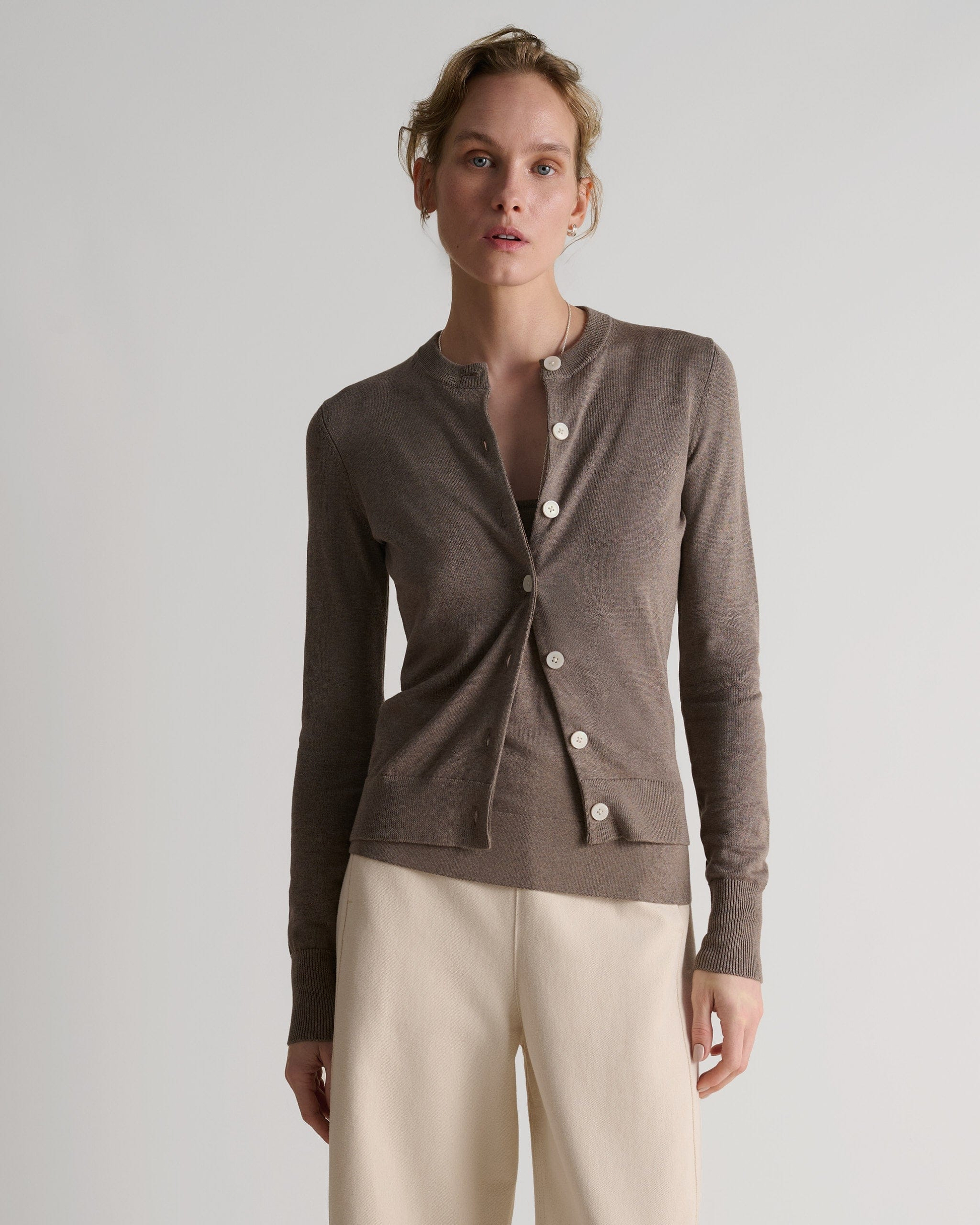 Silk-Cotton Cardigan - Mole