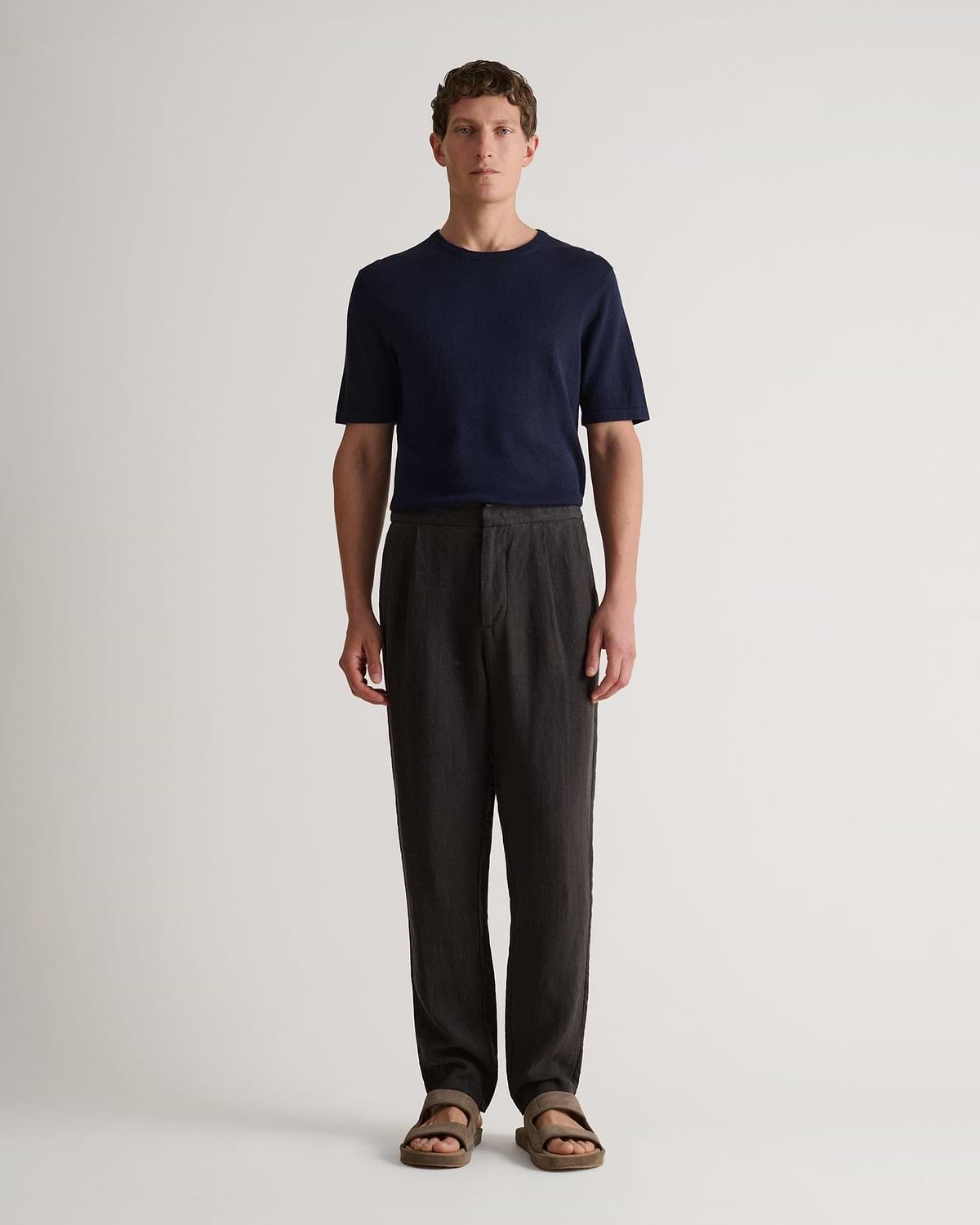 Men's Silk-Cotton Fine Knit T-shirt - Indigo