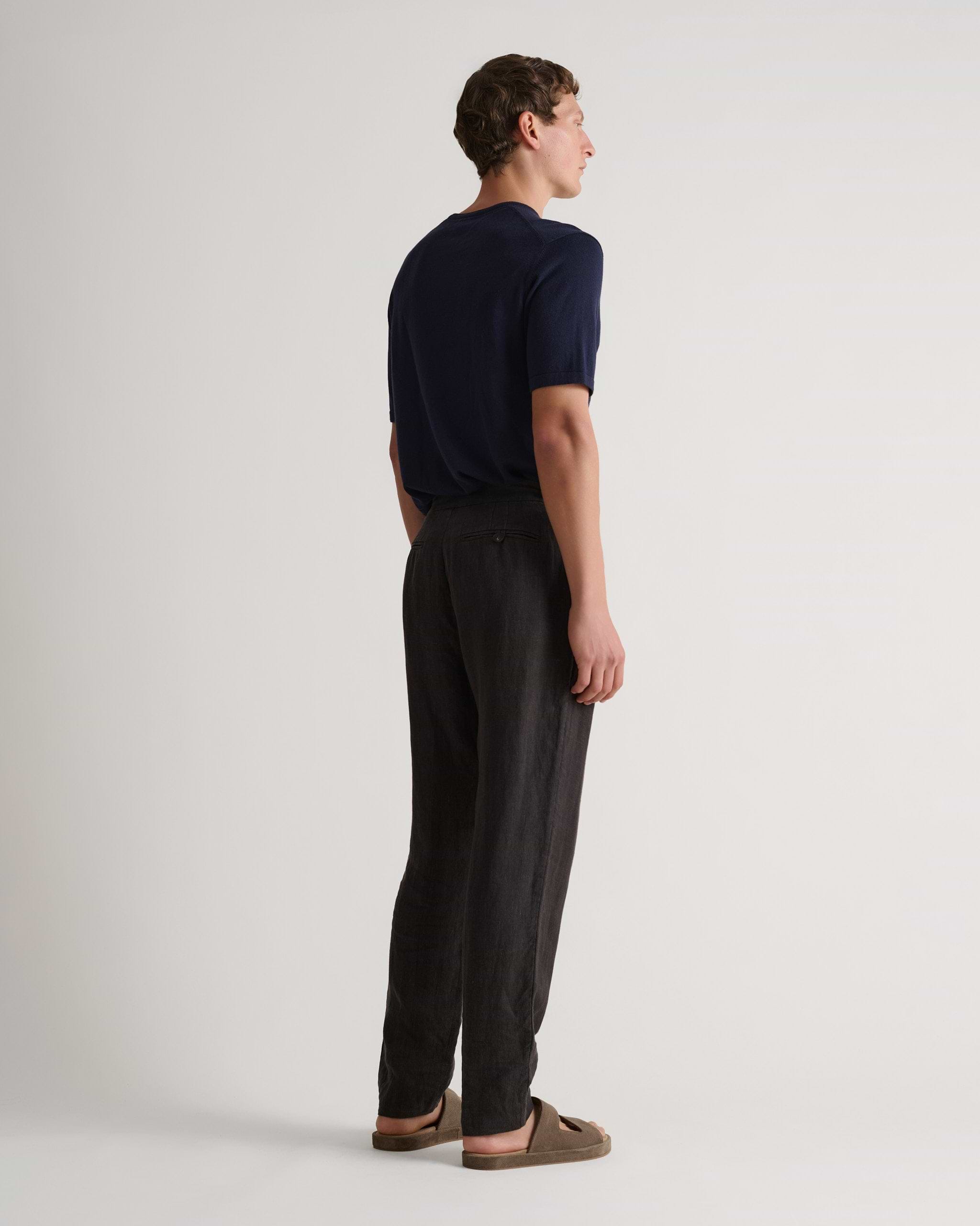 Men's Silk-Cotton Fine Knit T-shirt - Indigo