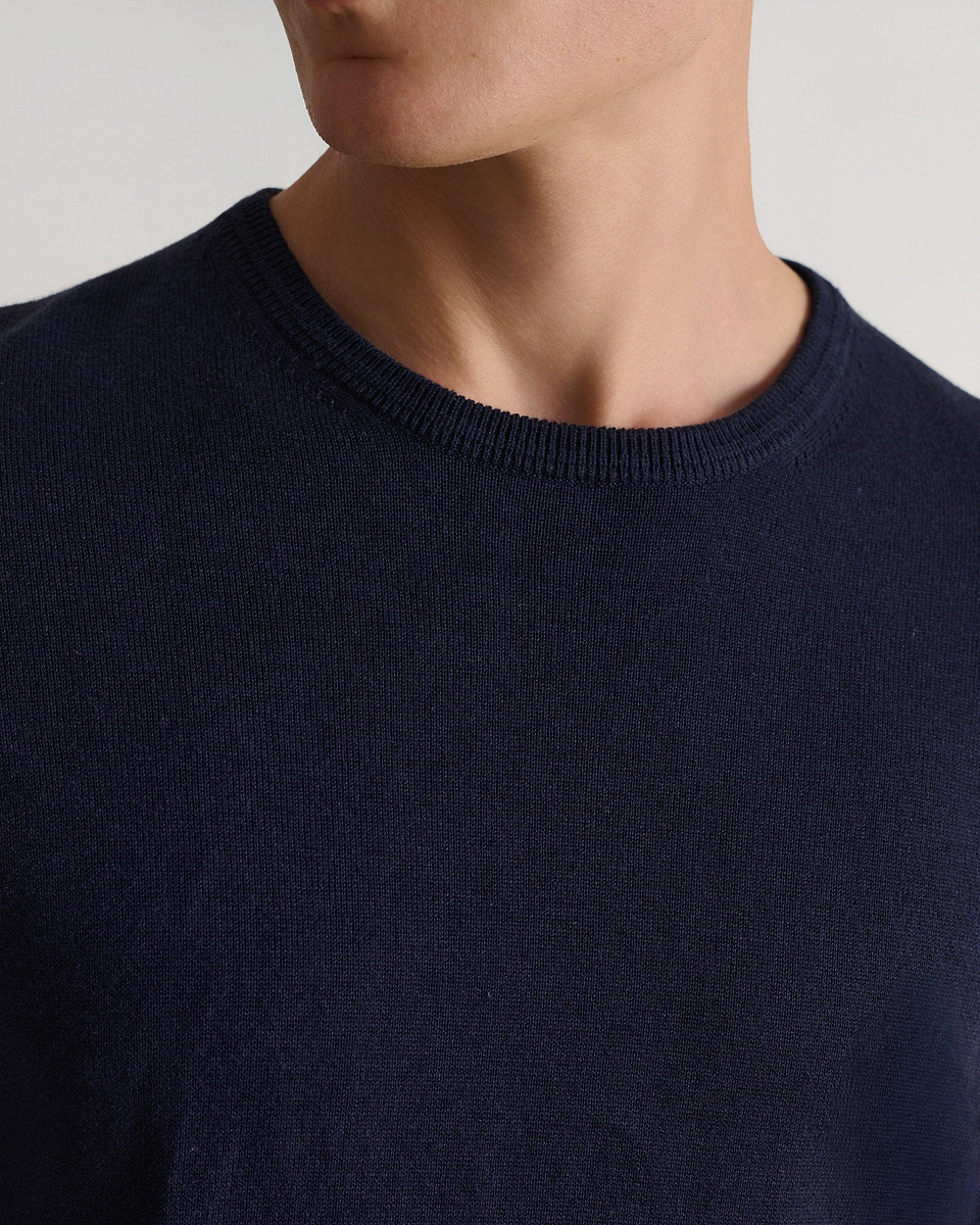 Men's Silk-Cotton Fine Knit T-shirt - Indigo
