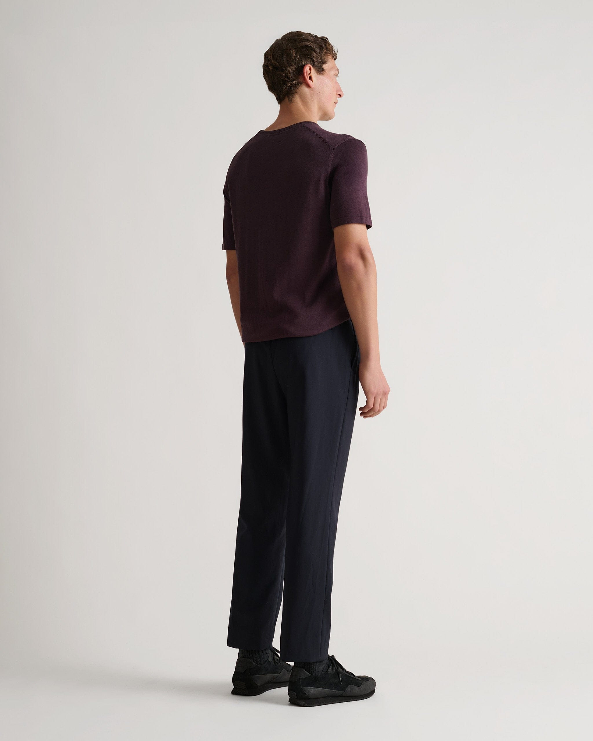 Men's Silk-Cotton Fine Knit T-shirt - Umber