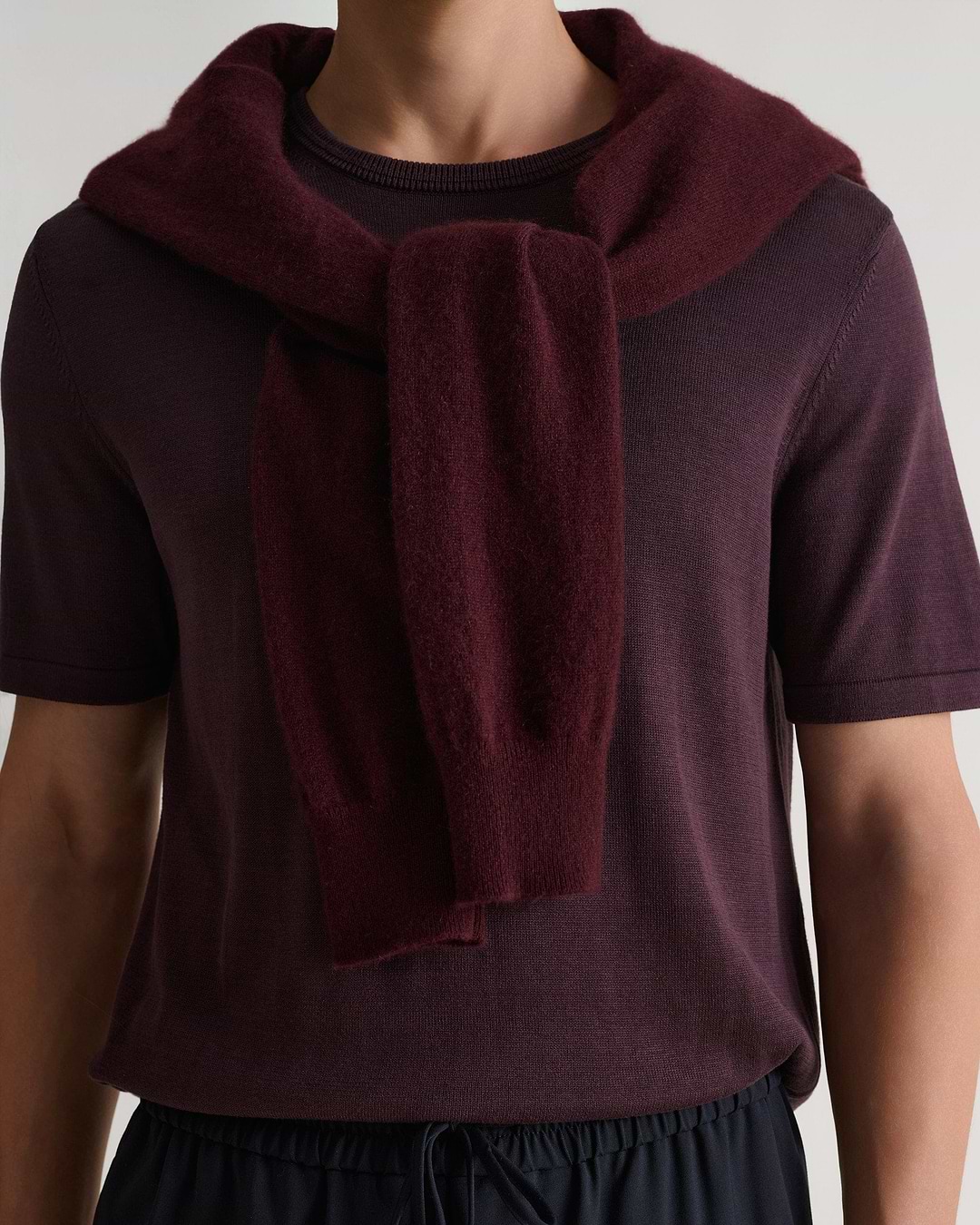 Men's Silk-Cotton Fine Knit T-shirt - Umber