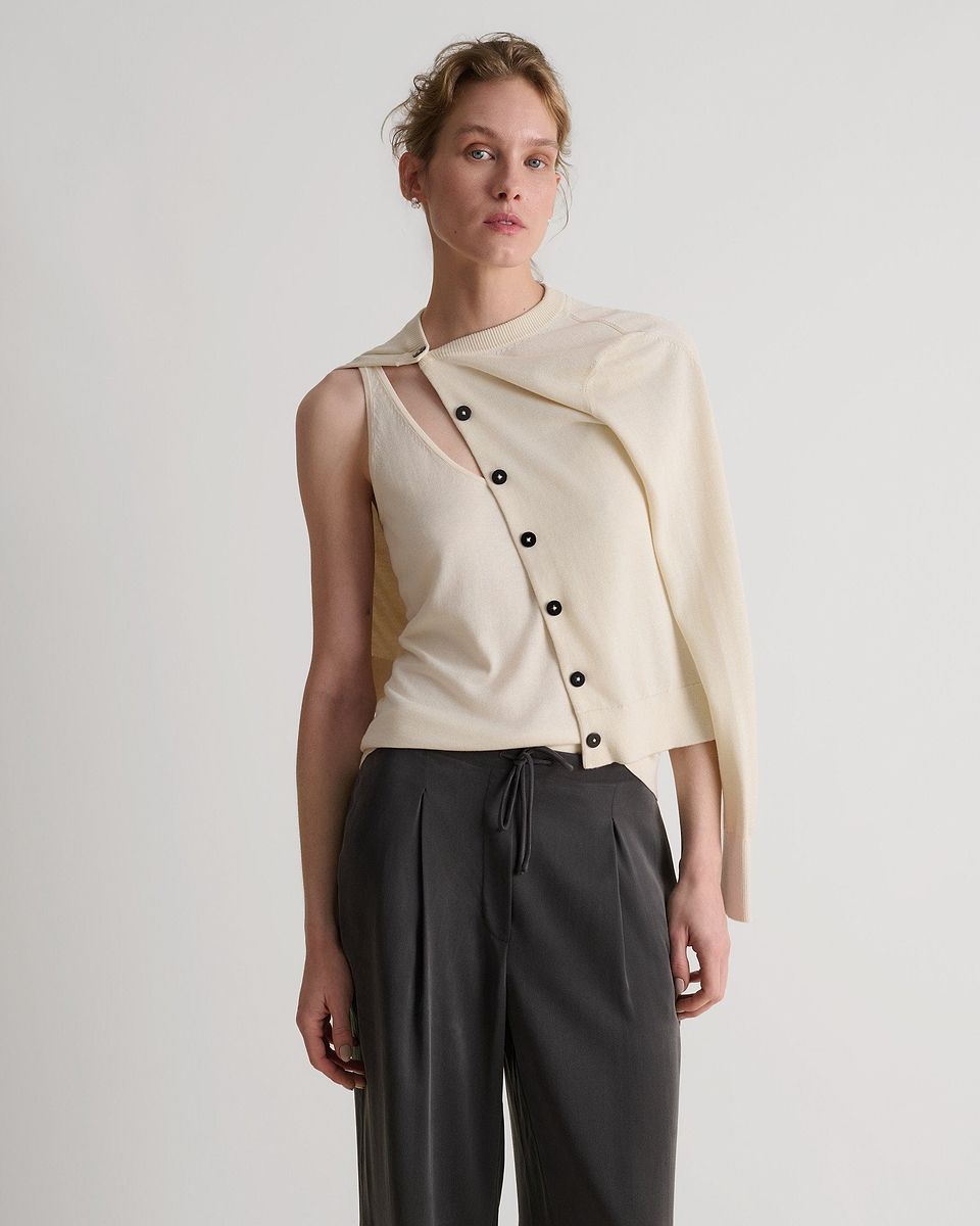 Women's Silk-Cotton Vest - Buttermilk