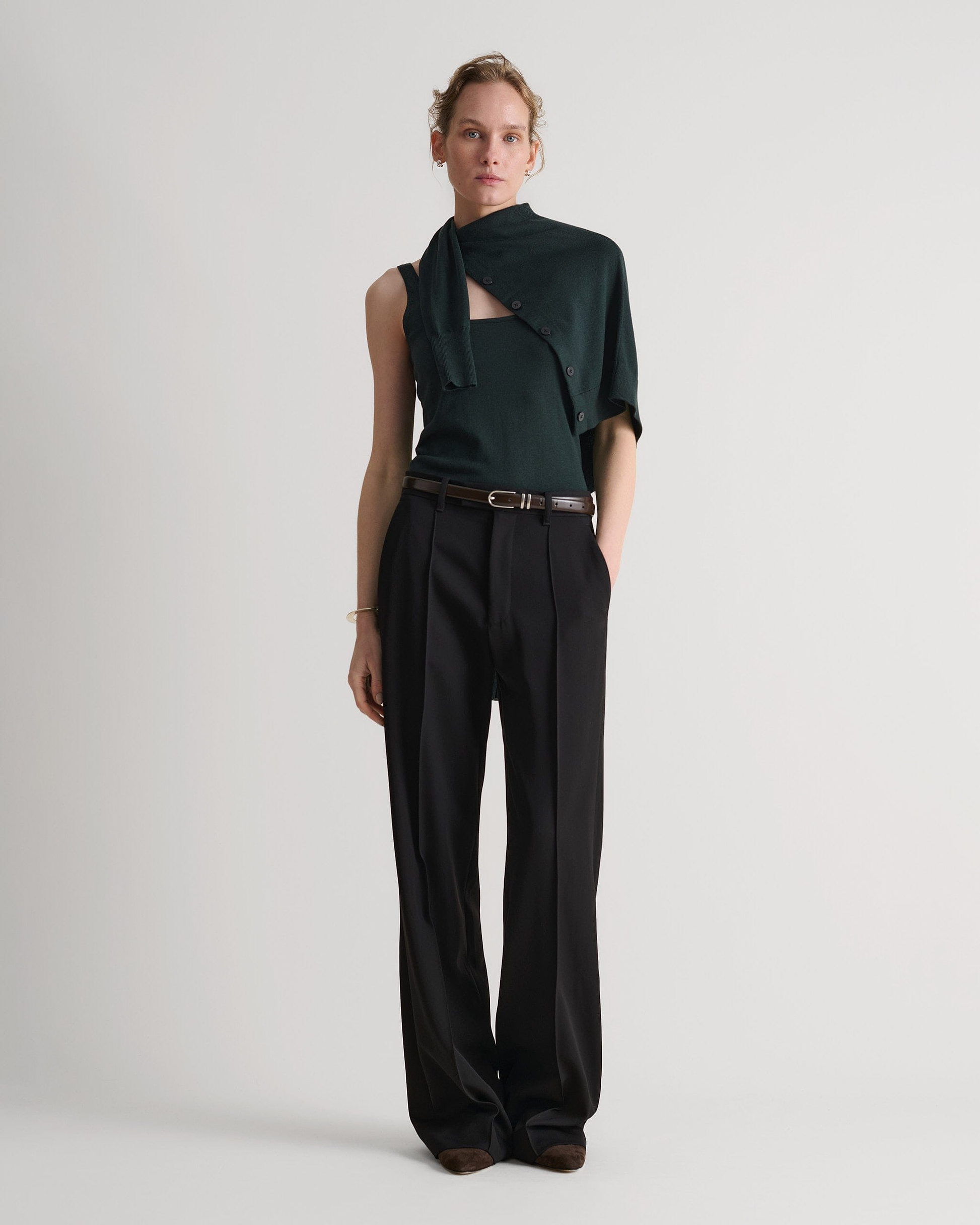 Women's Silk-Cotton Vest - Kelp