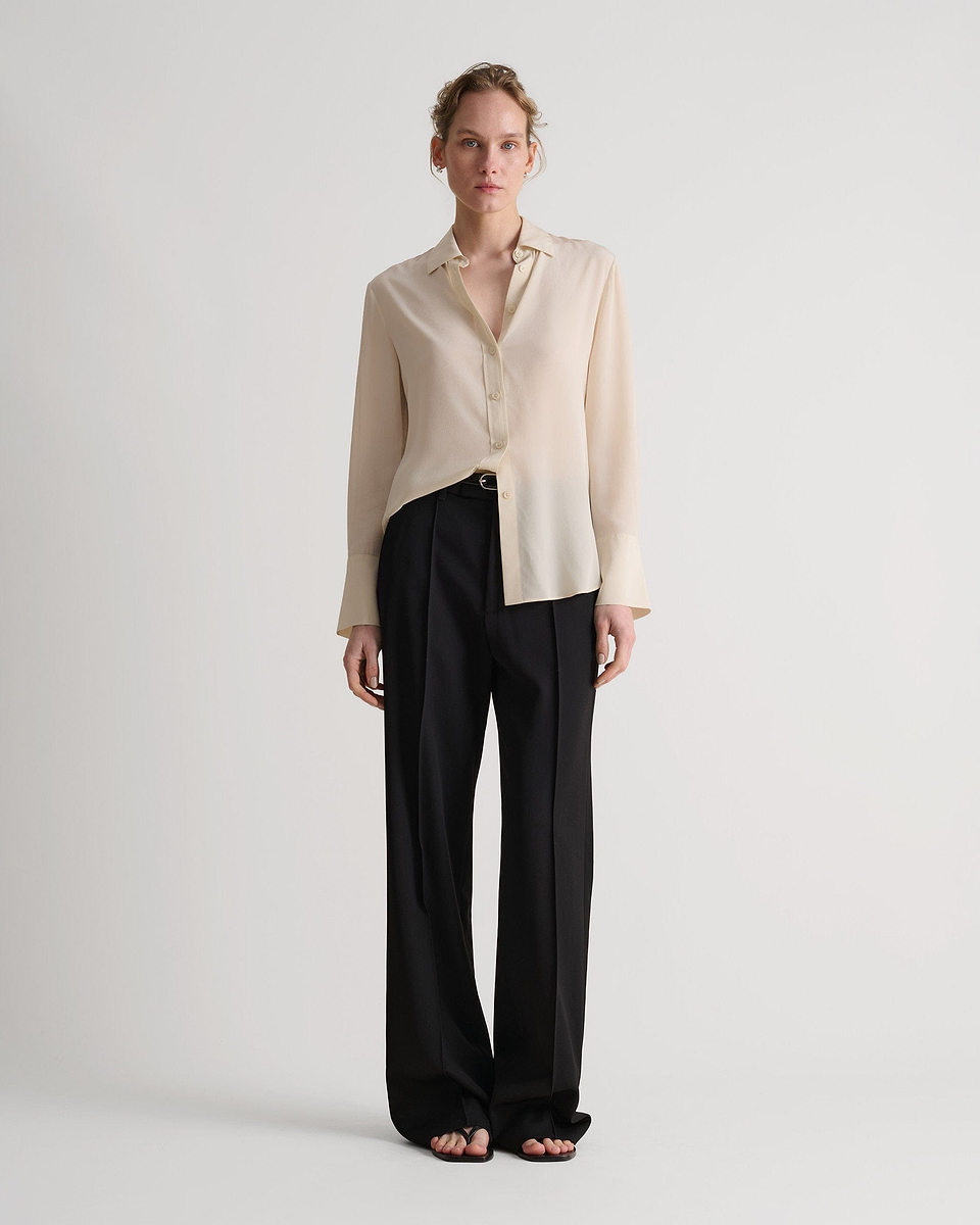 Women's Silk Crepe Shirt - Parchment