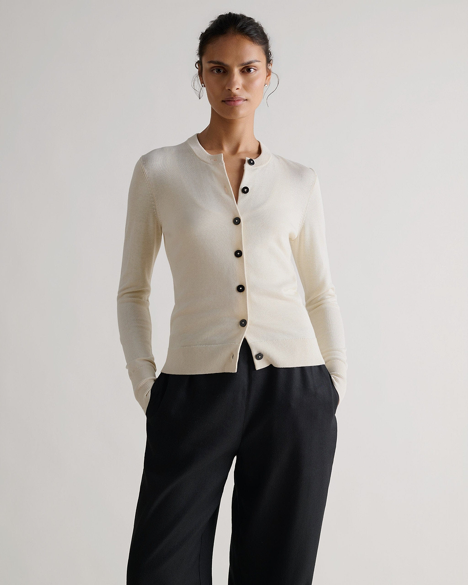 Silk-Cotton Cardigan - Buttermilk