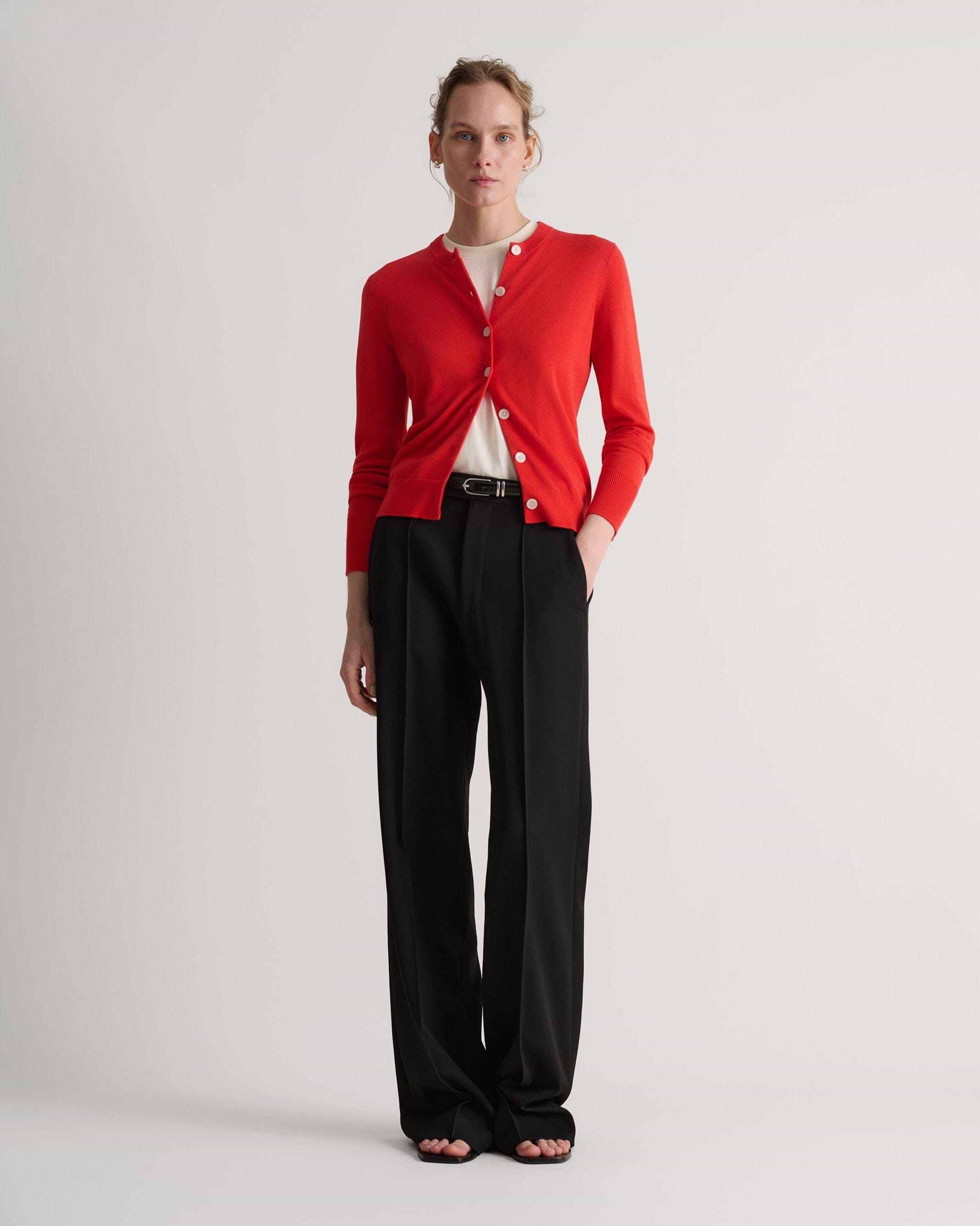 Silk-Cotton Cardigan - Poppy