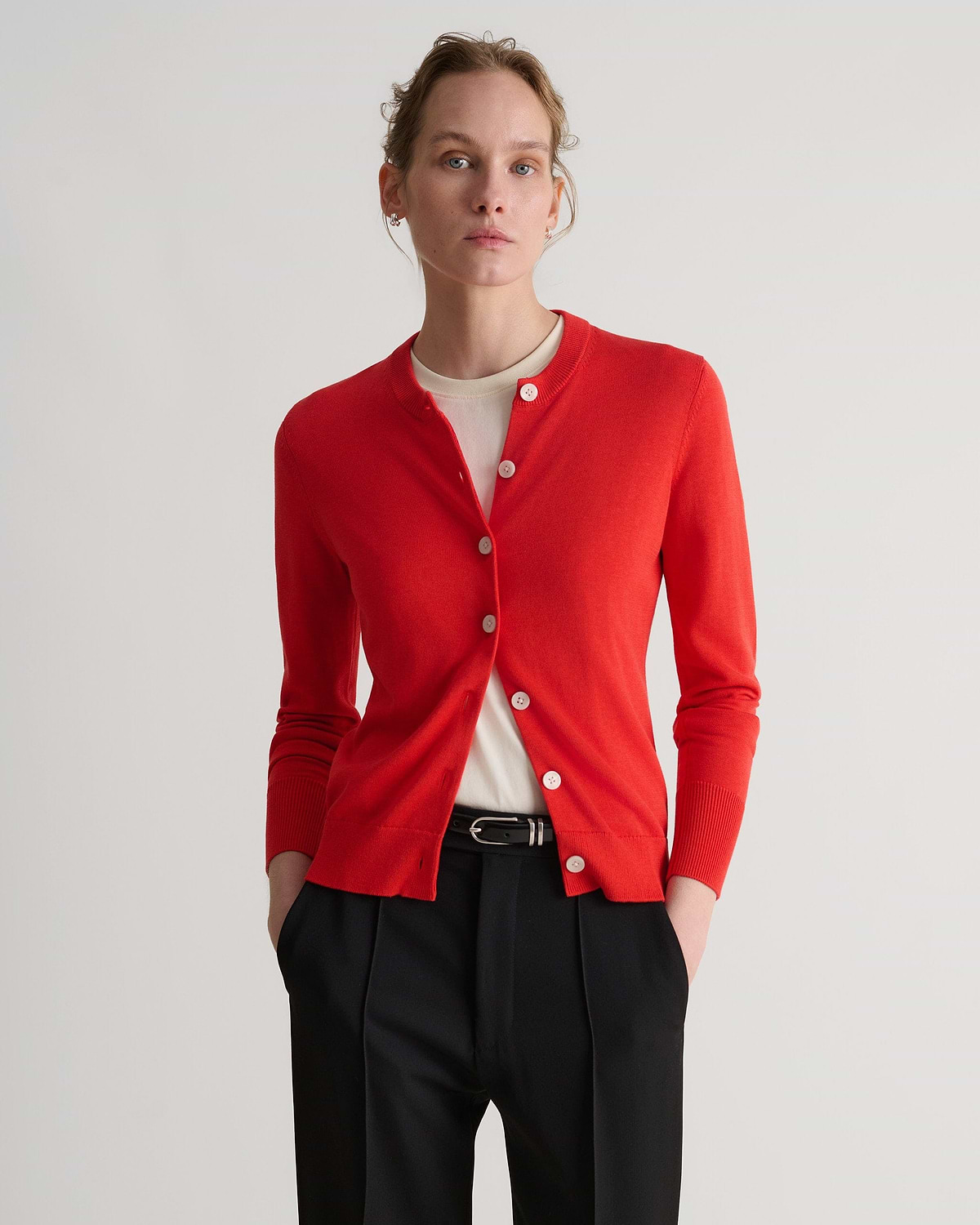 Silk-Cotton Cardigan - Poppy