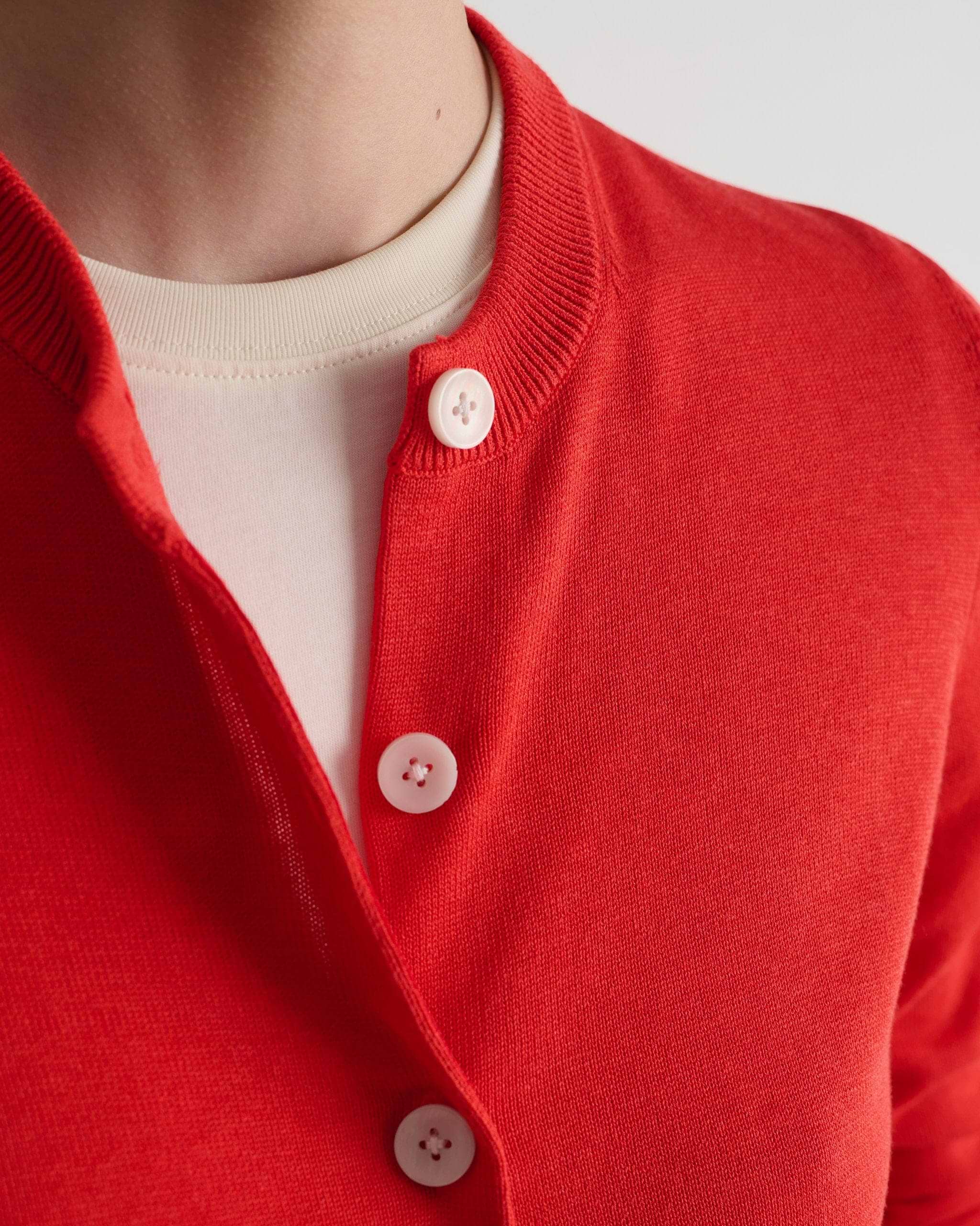 Silk-Cotton Cardigan - Poppy