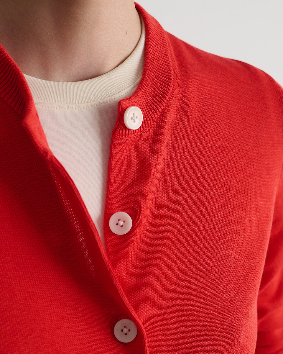 Silk-Cotton Cardigan - Poppy