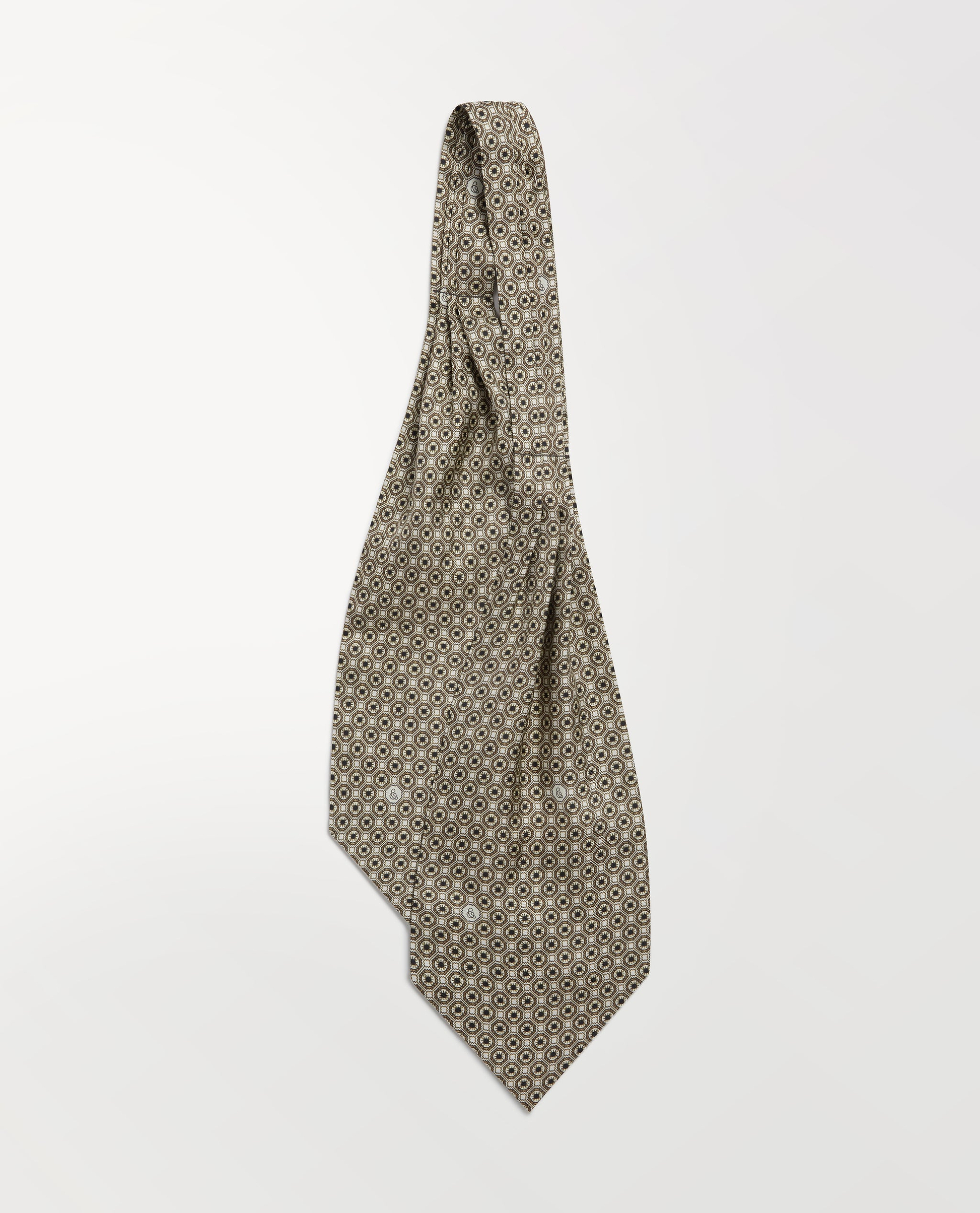 Silk Printed Cravat - Bone/Black