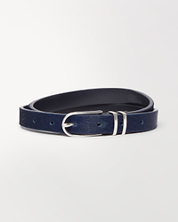 Women's Skinny Pony Hair Belt - Navy