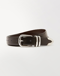 Women's Smooth Leather Wide Buckle Belt - Brown