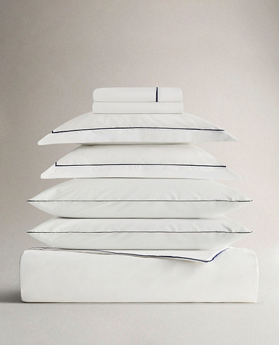 The Crisp & Cool Organic Deluxe Bundle - White Navy Piping - Twin