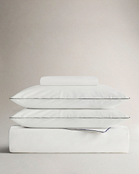 Crisp & Cool Organic Cotton Duvet Set - White Navy Piping