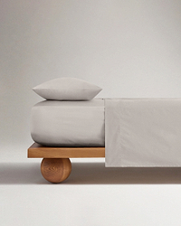 Soft & Smooth Cotton Sateen Flat Sheet - Pebble
