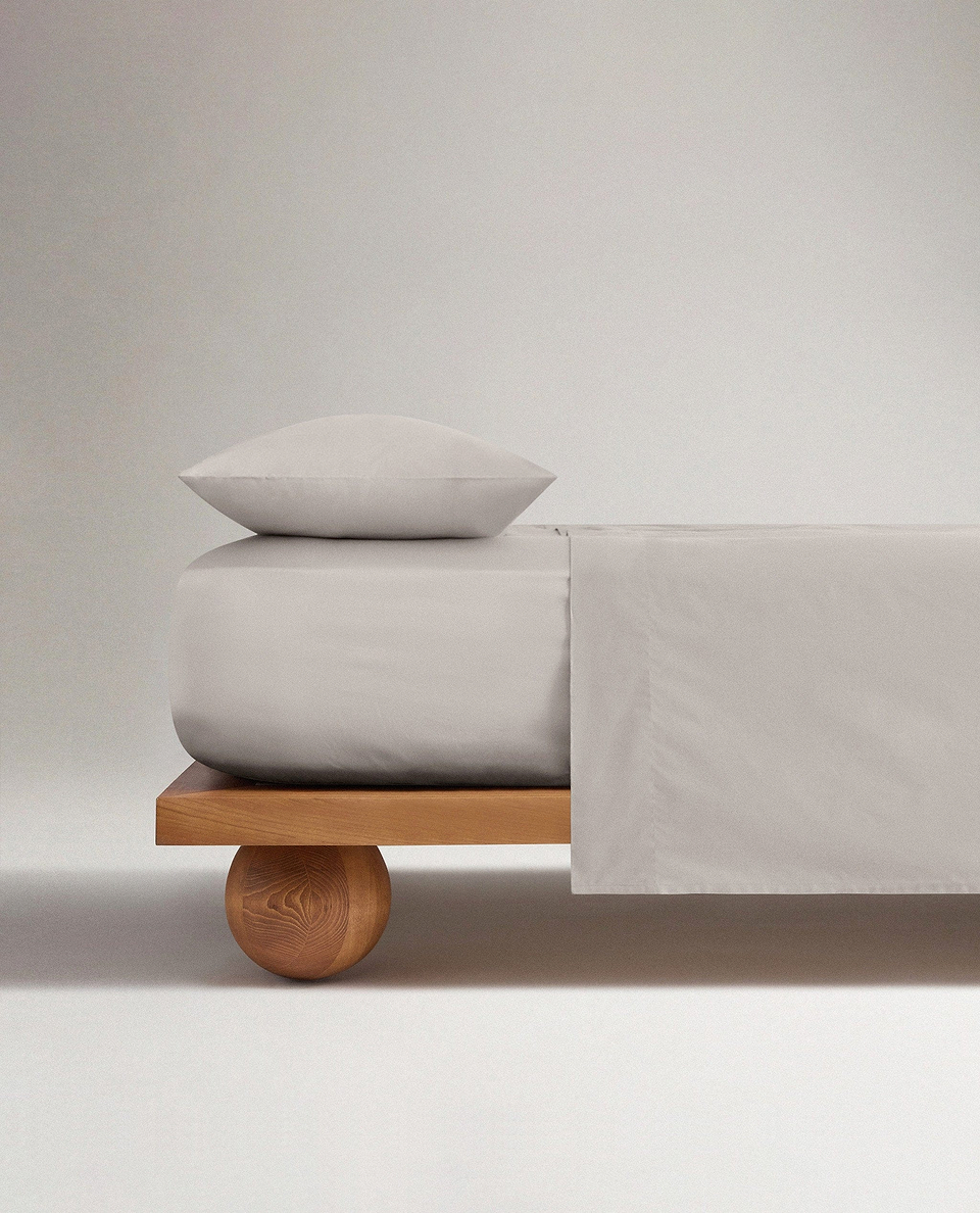 Soft & Smooth Cotton Sateen Flat Sheet - Pebble