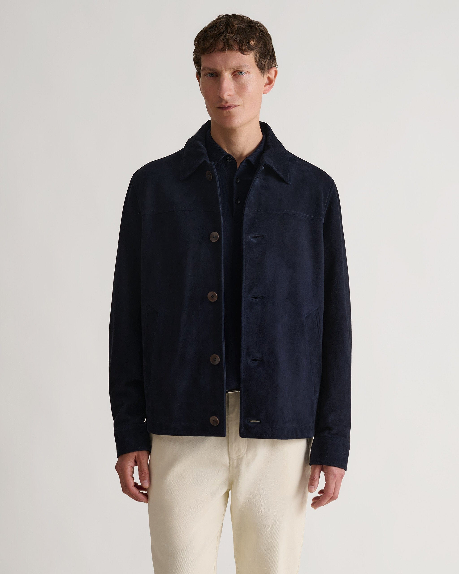 Men's Suede Jacket - Indigo