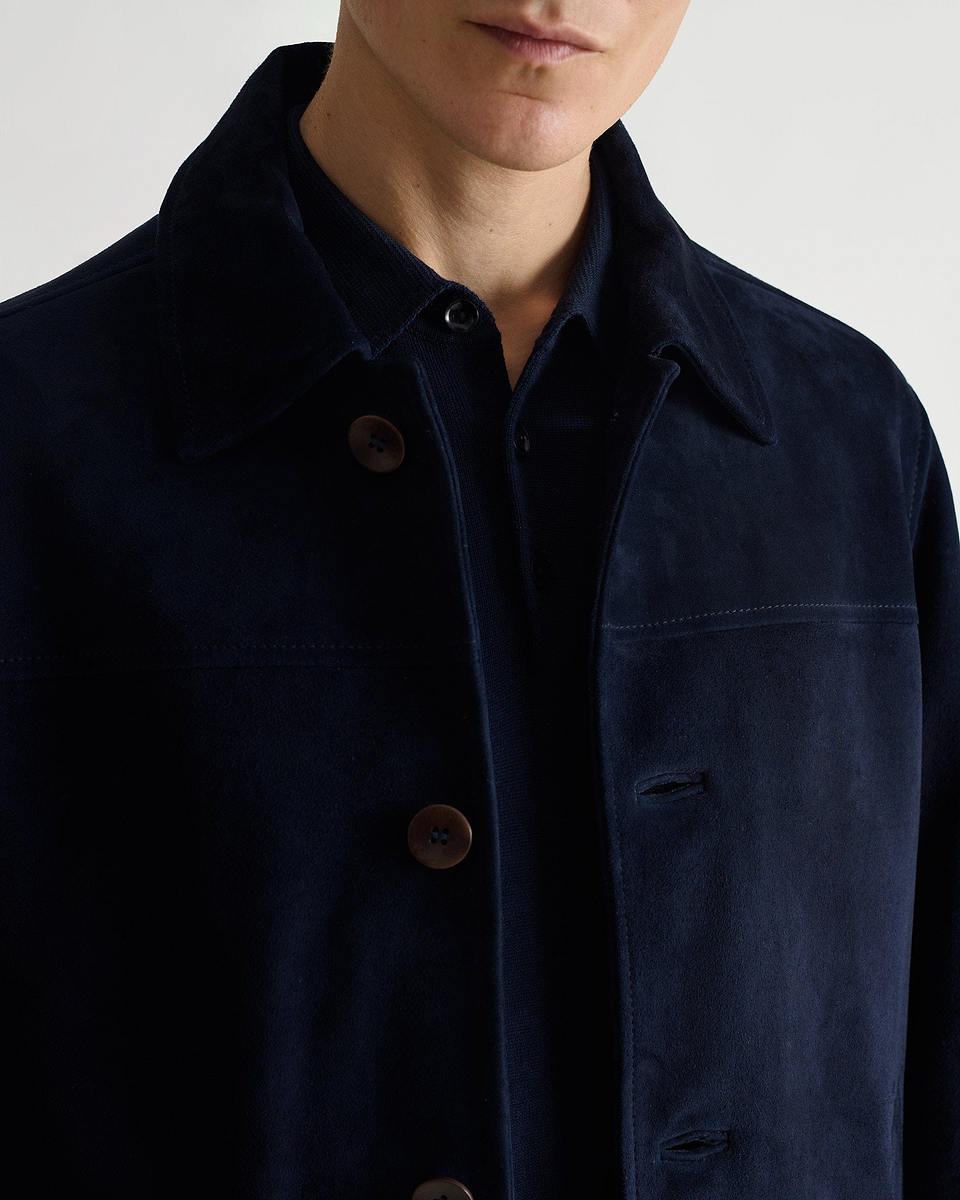 Men's Suede Jacket - Indigo